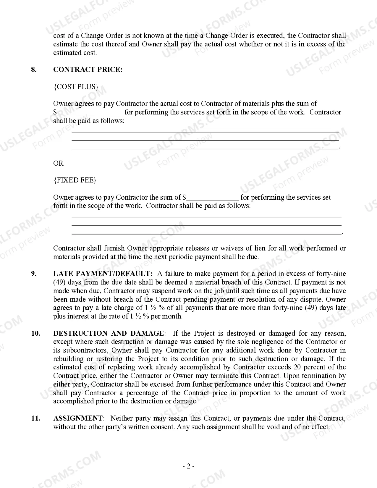 Preview Security Contract for Contractor