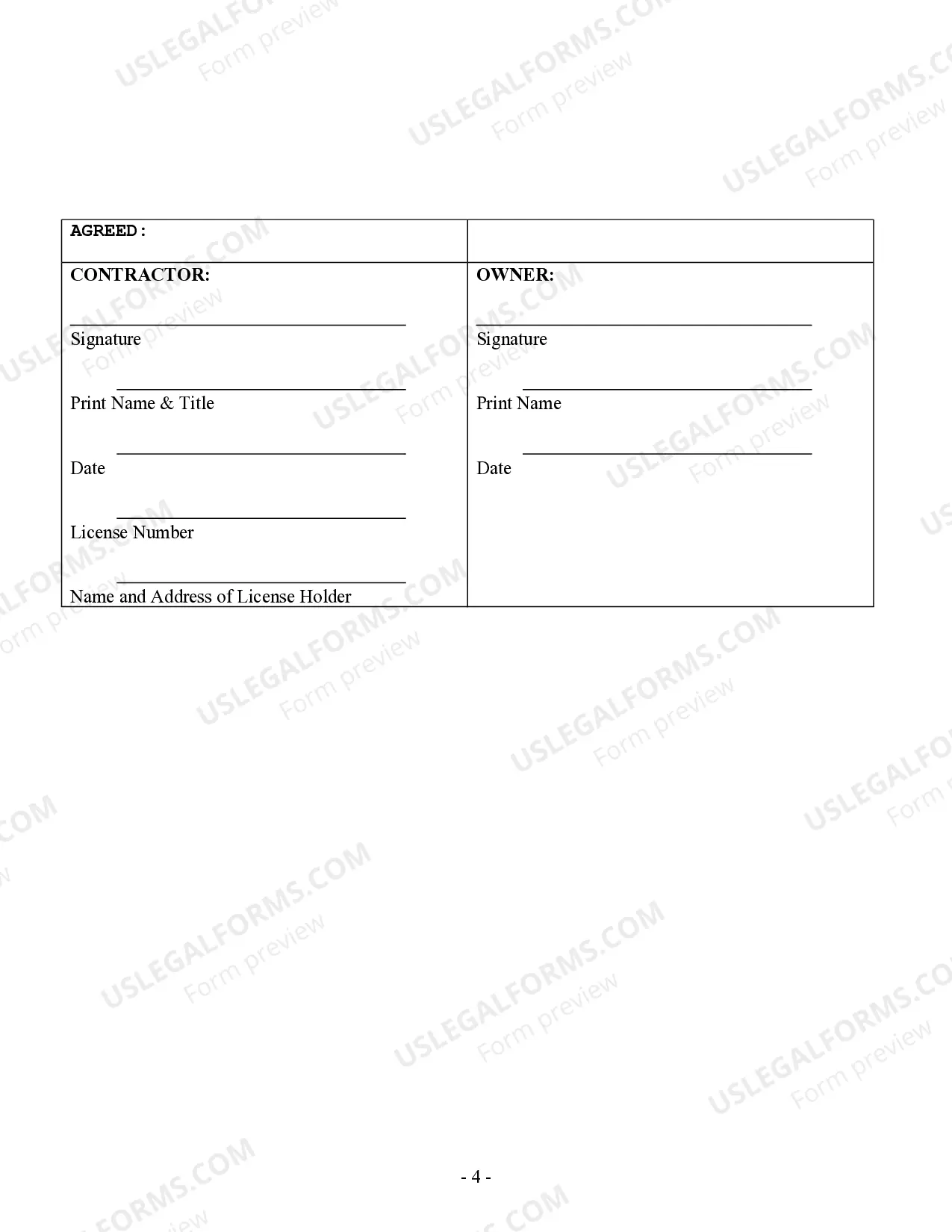 Preview Security Contract for Contractor