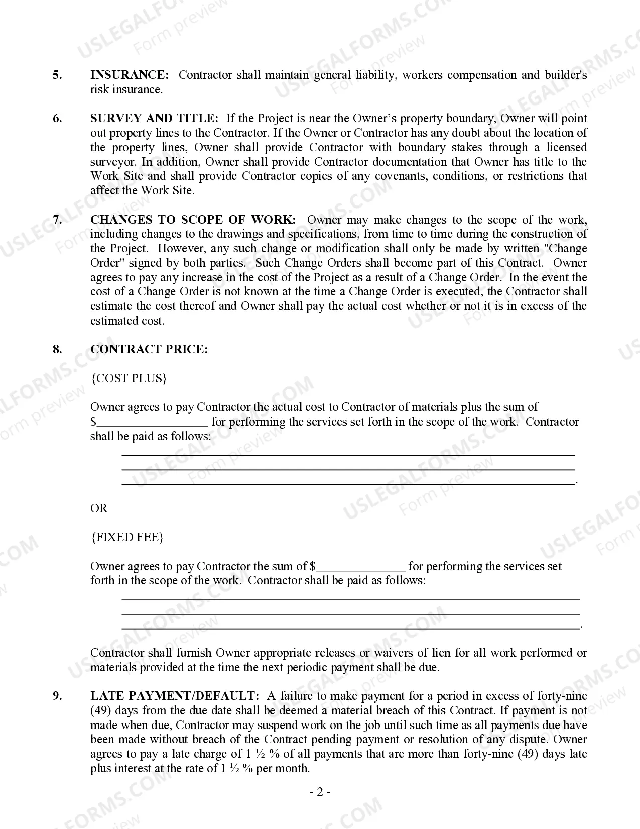 Preview Insulation Contract for Contractor