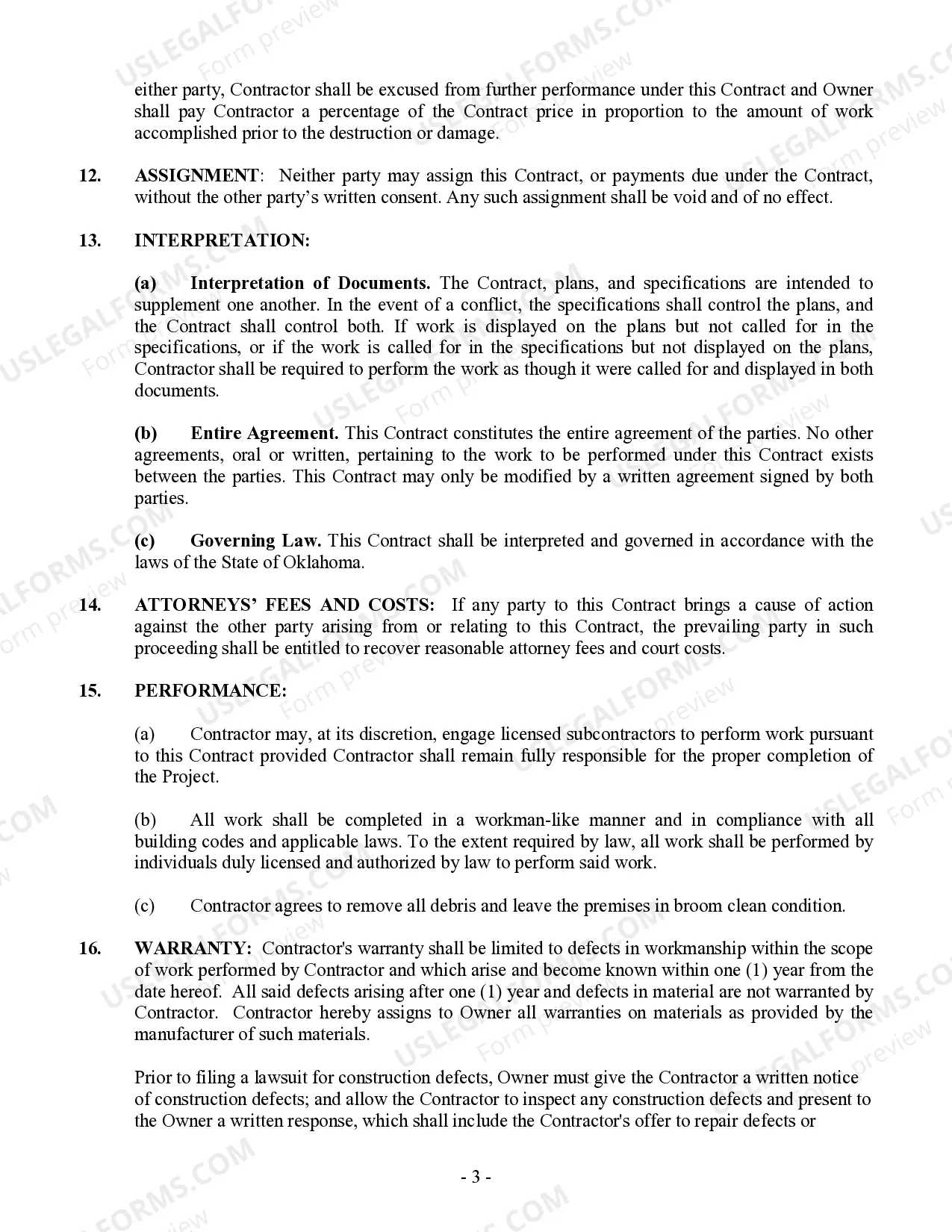 Preview Paving Contract for Contractor