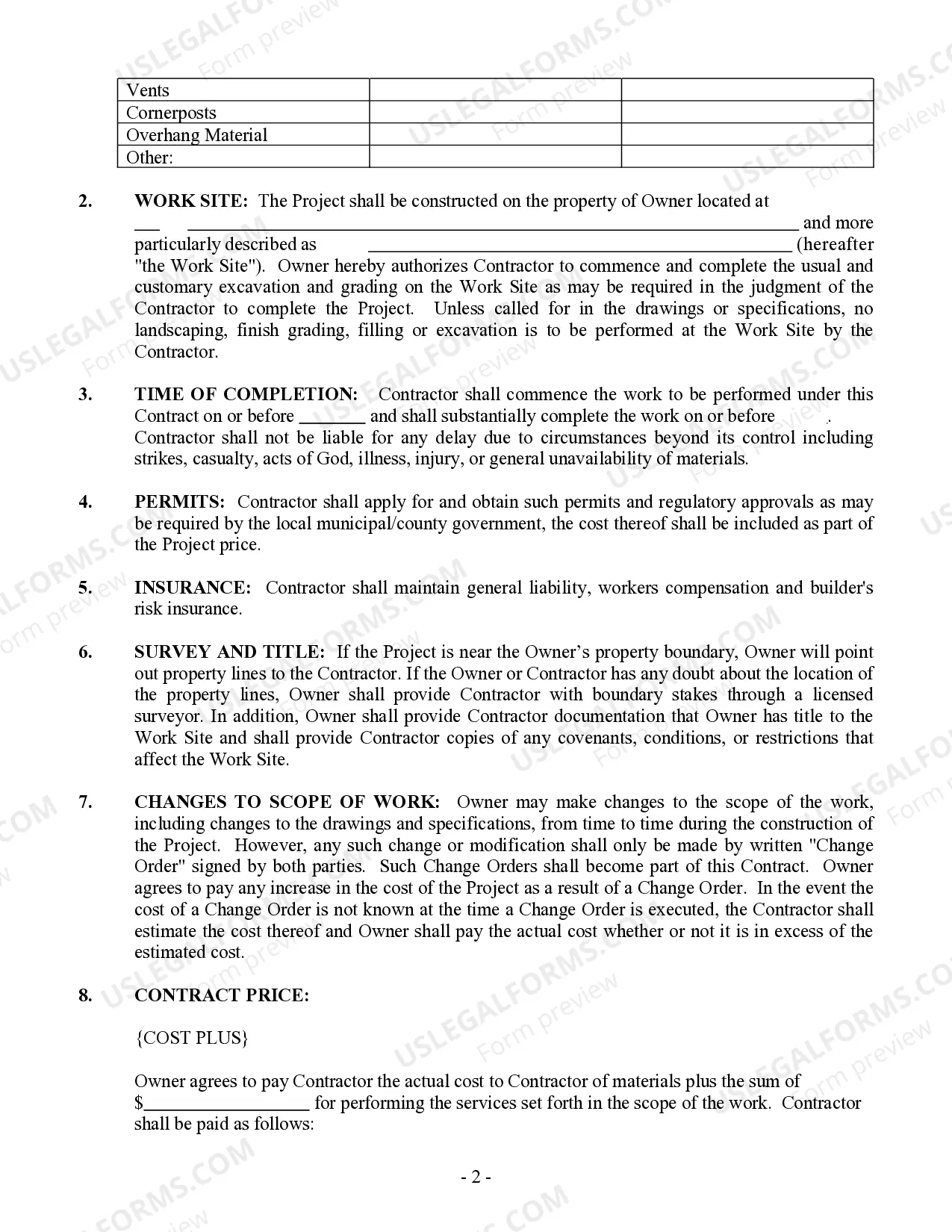Preview Siding Contract for Contractor