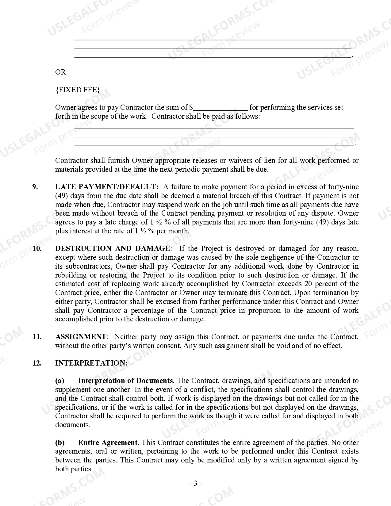 Preview Siding Contract for Contractor