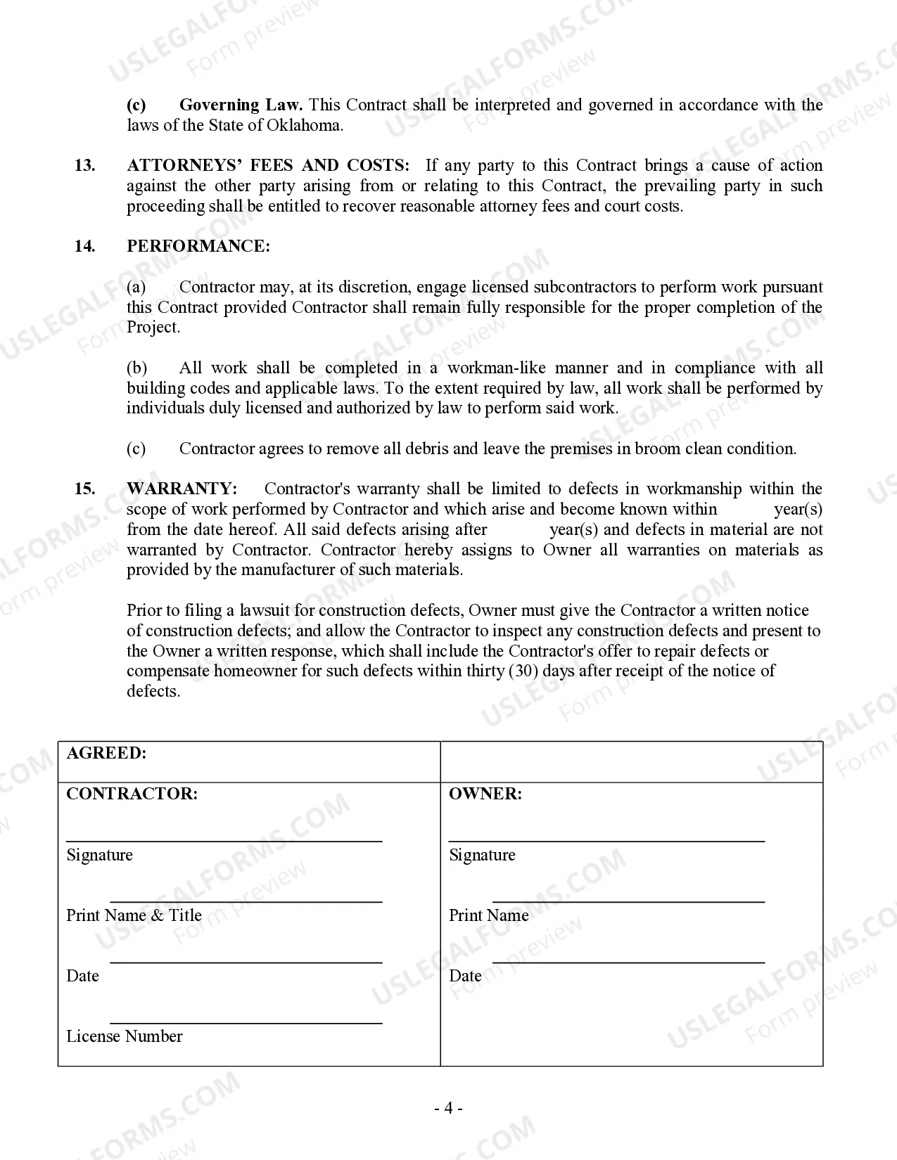 Preview Siding Contract for Contractor