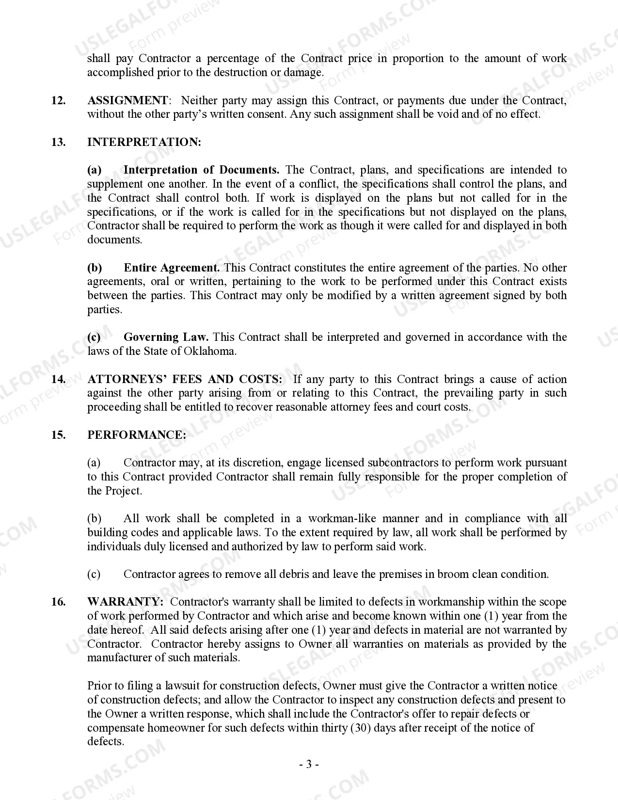 Preview Drainage Contract for Contractor