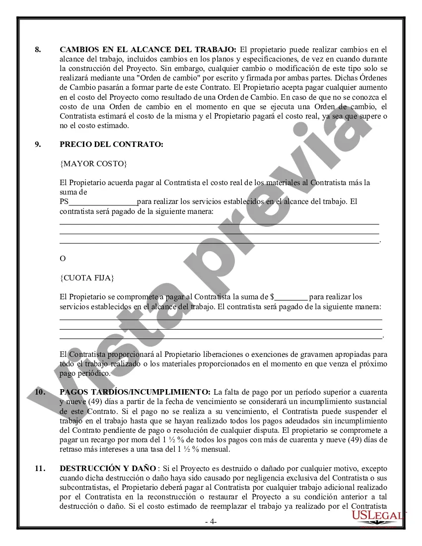 Preview Contrato de plomería para contratista