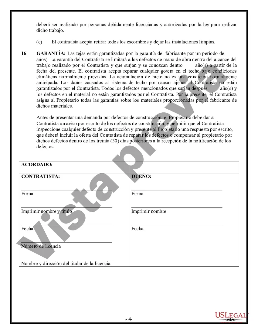 Preview Contrato de techado para contratista