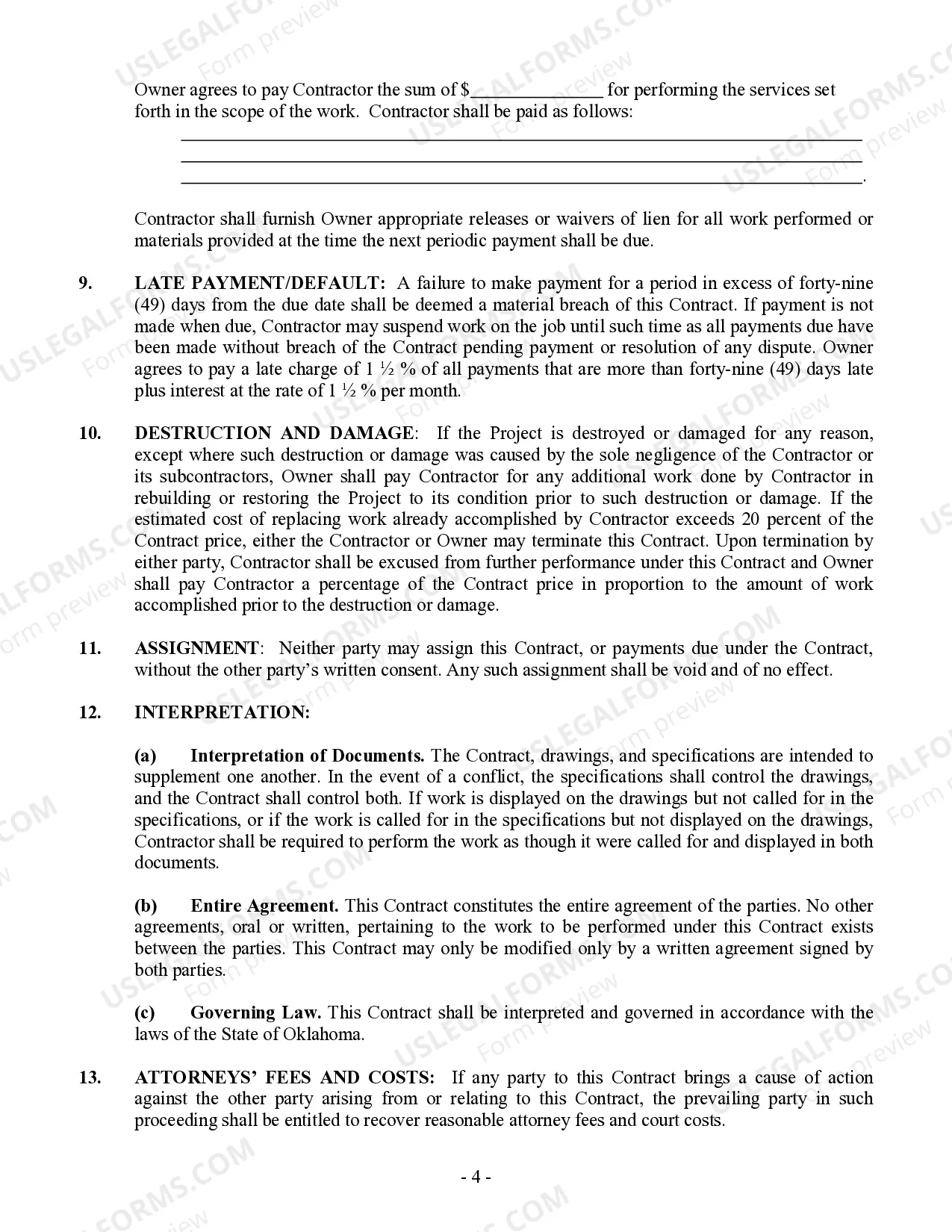 Preview Electrical Contract for Contractor