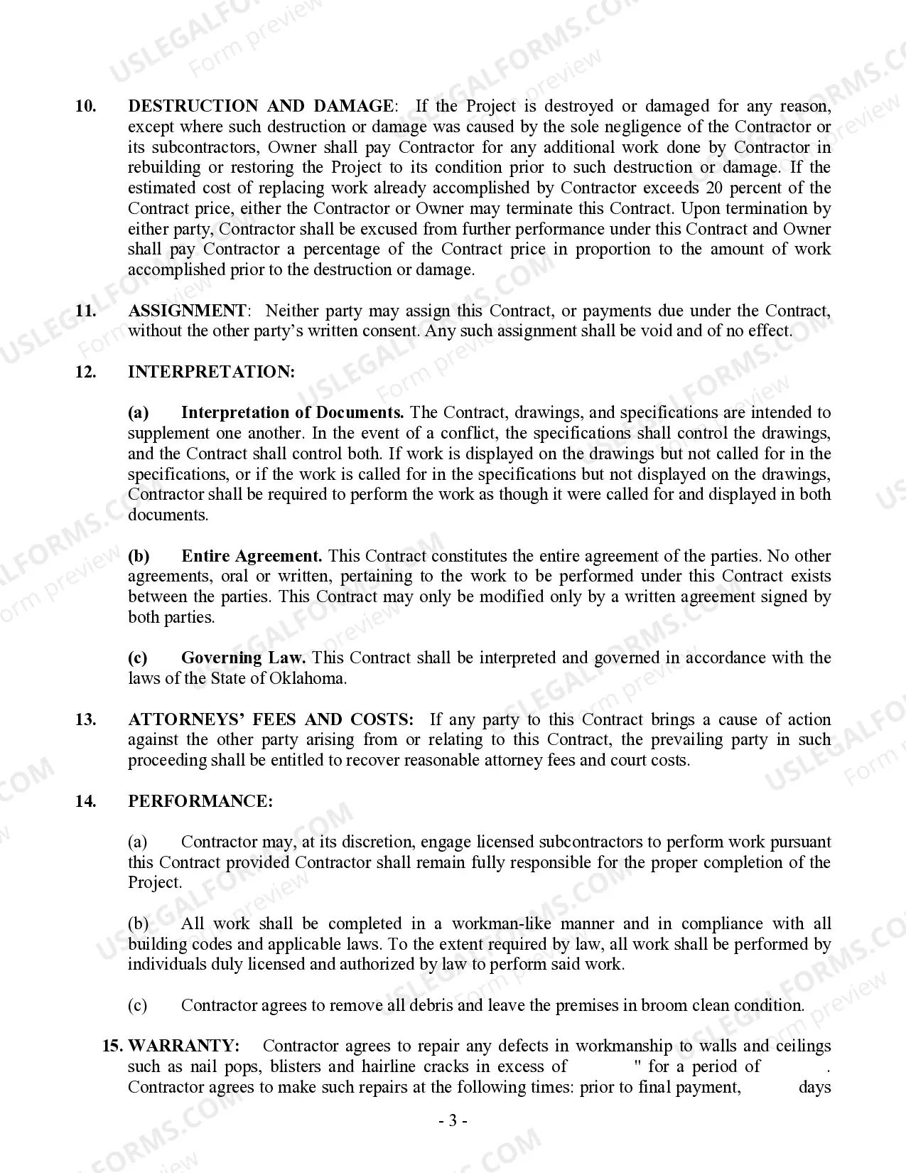 Preview Sheetrock Drywall Contract for Contractor