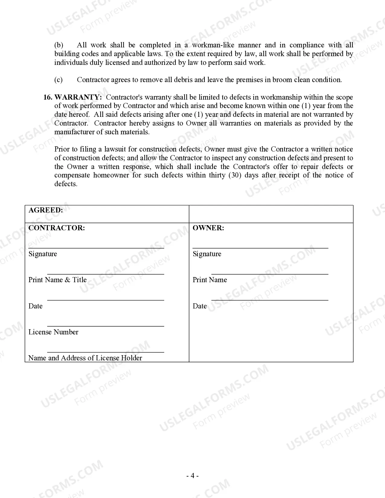 Preview Flooring Contract for Contractor