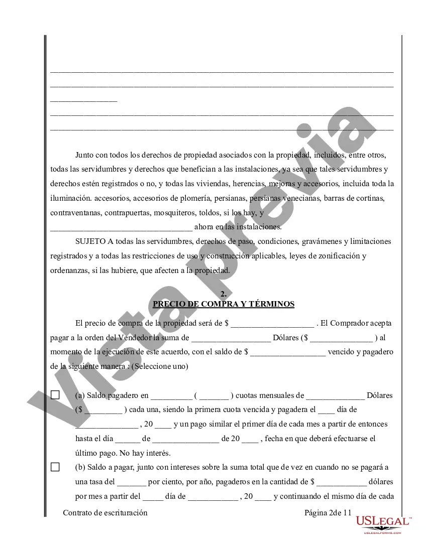 Preview Acuerdo o Contrato de Escritura de Venta y Compra de Bienes Raíces a/k/a Terreno o Contrato de Ejecución