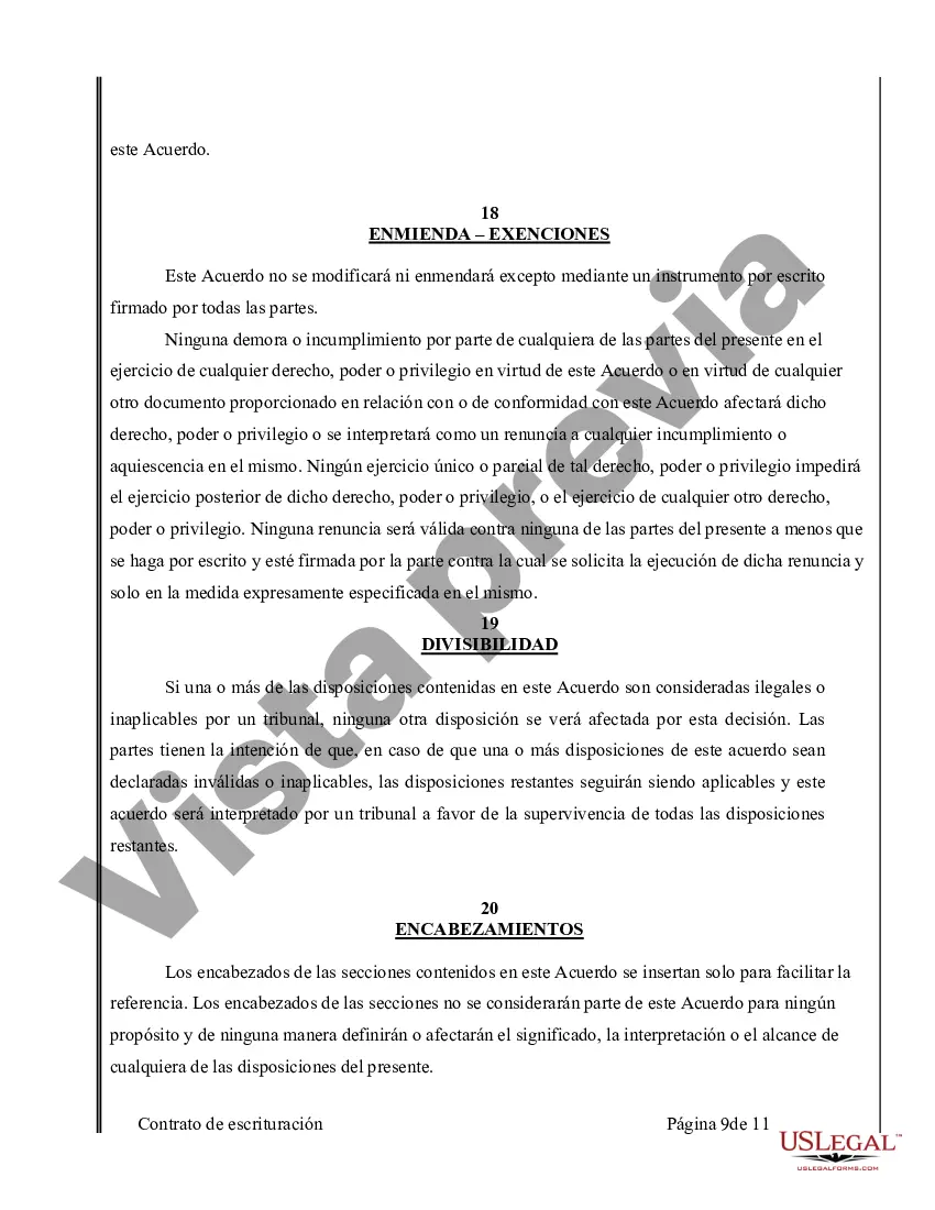 Preview Acuerdo o Contrato de Escritura de Venta y Compra de Bienes Raíces a/k/a Terreno o Contrato de Ejecución