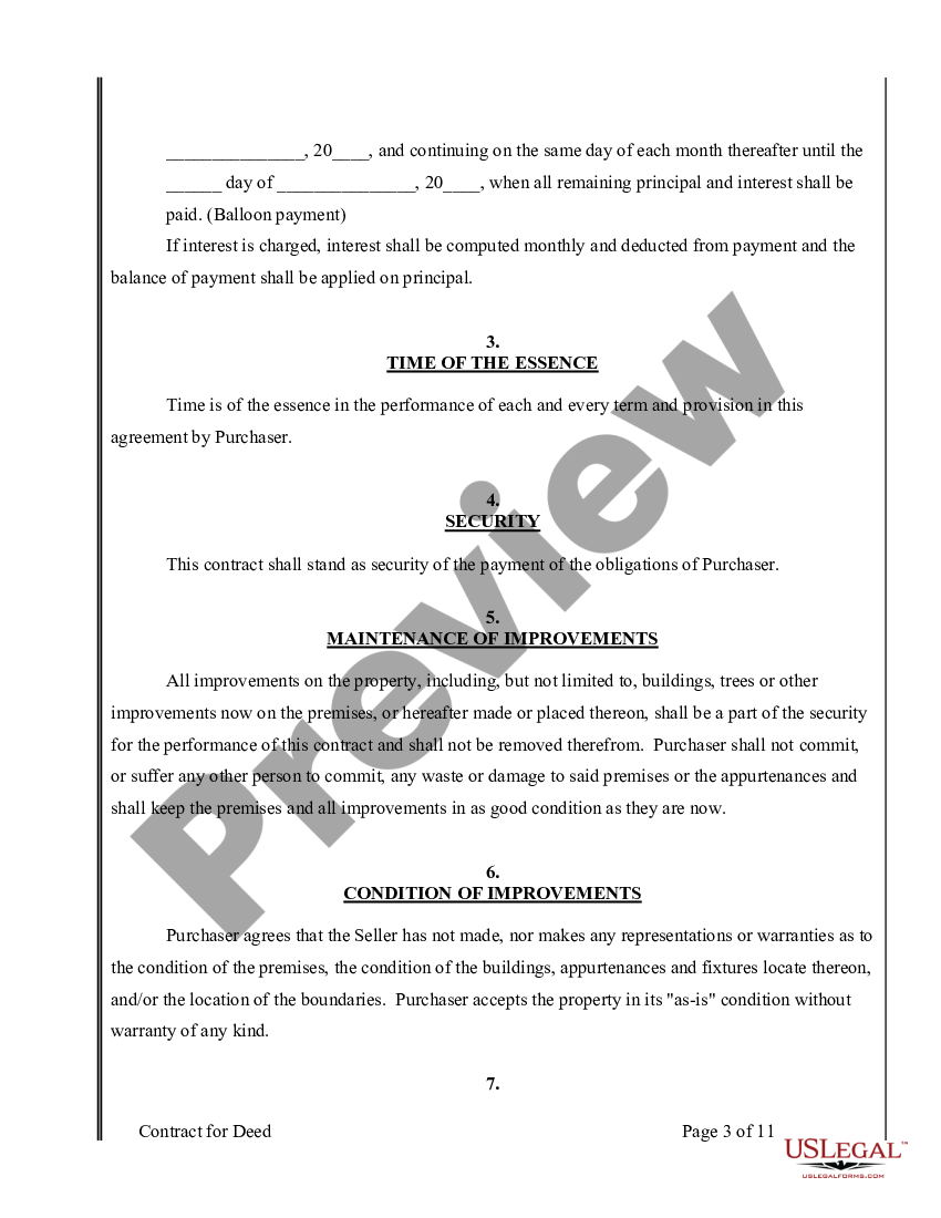 Oklahoma Agreement or Contract for Deed for Sale and Purchase of Real ...