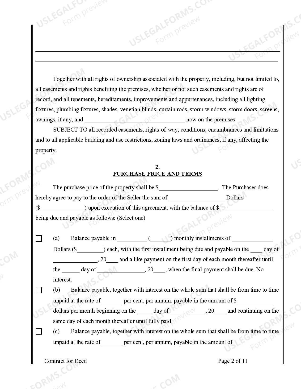 Preview Agreement or Contract for Deed for Sale and Purchase of Real Estate a/k/a Land or Executory Contract