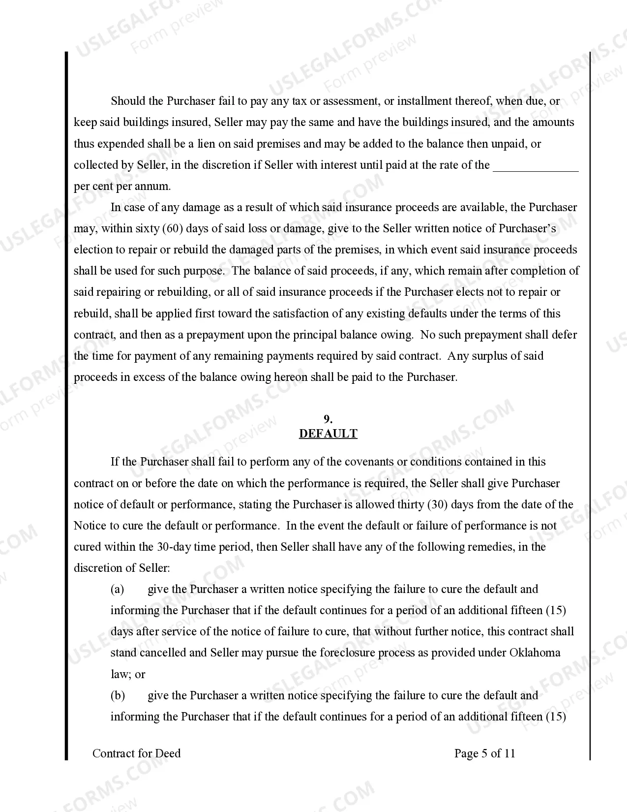 Preview Agreement or Contract for Deed for Sale and Purchase of Real Estate a/k/a Land or Executory Contract