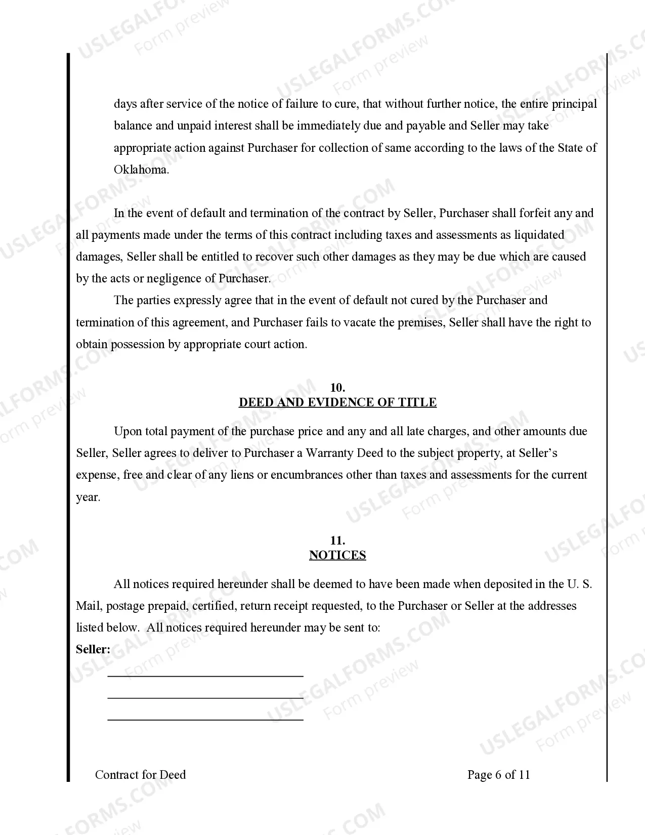 Preview Agreement or Contract for Deed for Sale and Purchase of Real Estate a/k/a Land or Executory Contract