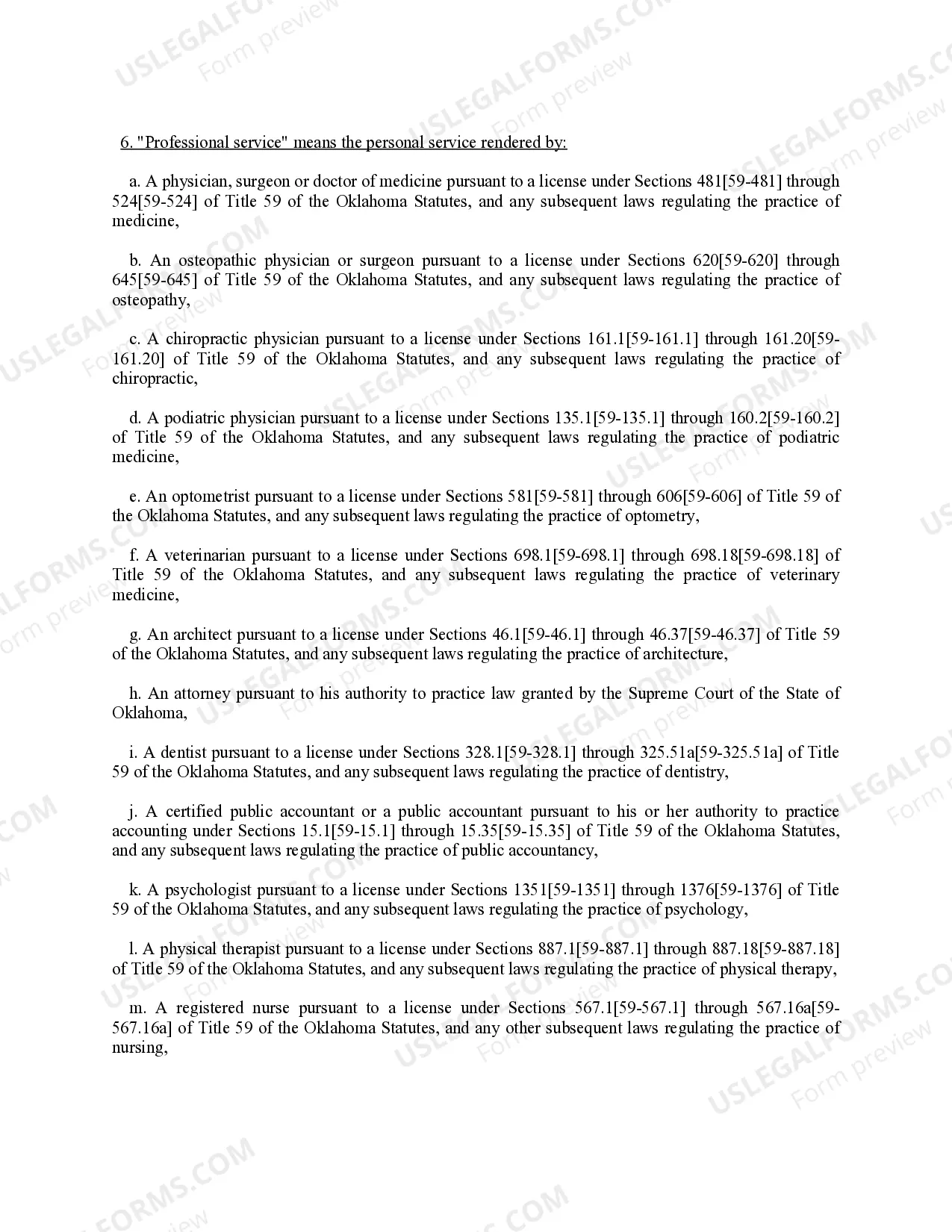 Preview Professional Corporation Package for Oklahoma