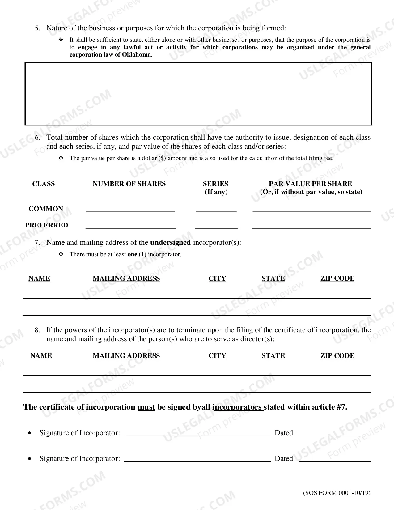 Preview Certificate of Incorporation and Procedures - Domestic For-Profit Corporation