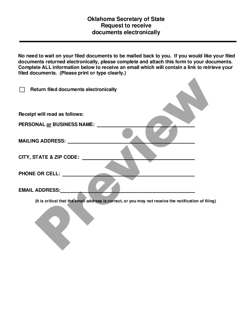 Preview Oklahoma Certificate of Incorporation for Professional Corporation