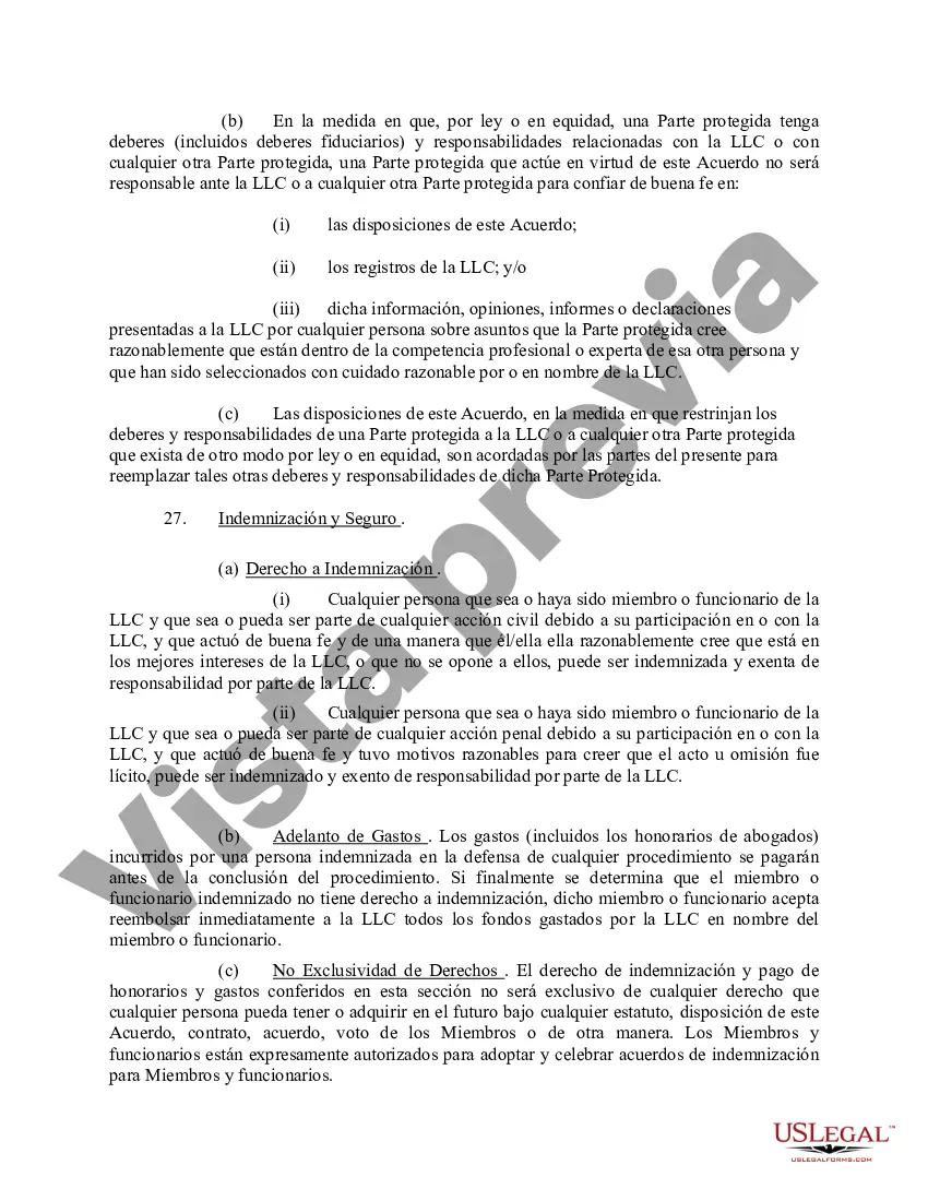 Preview Acuerdo Operativo de Sociedad de Responsabilidad Limitada LLC