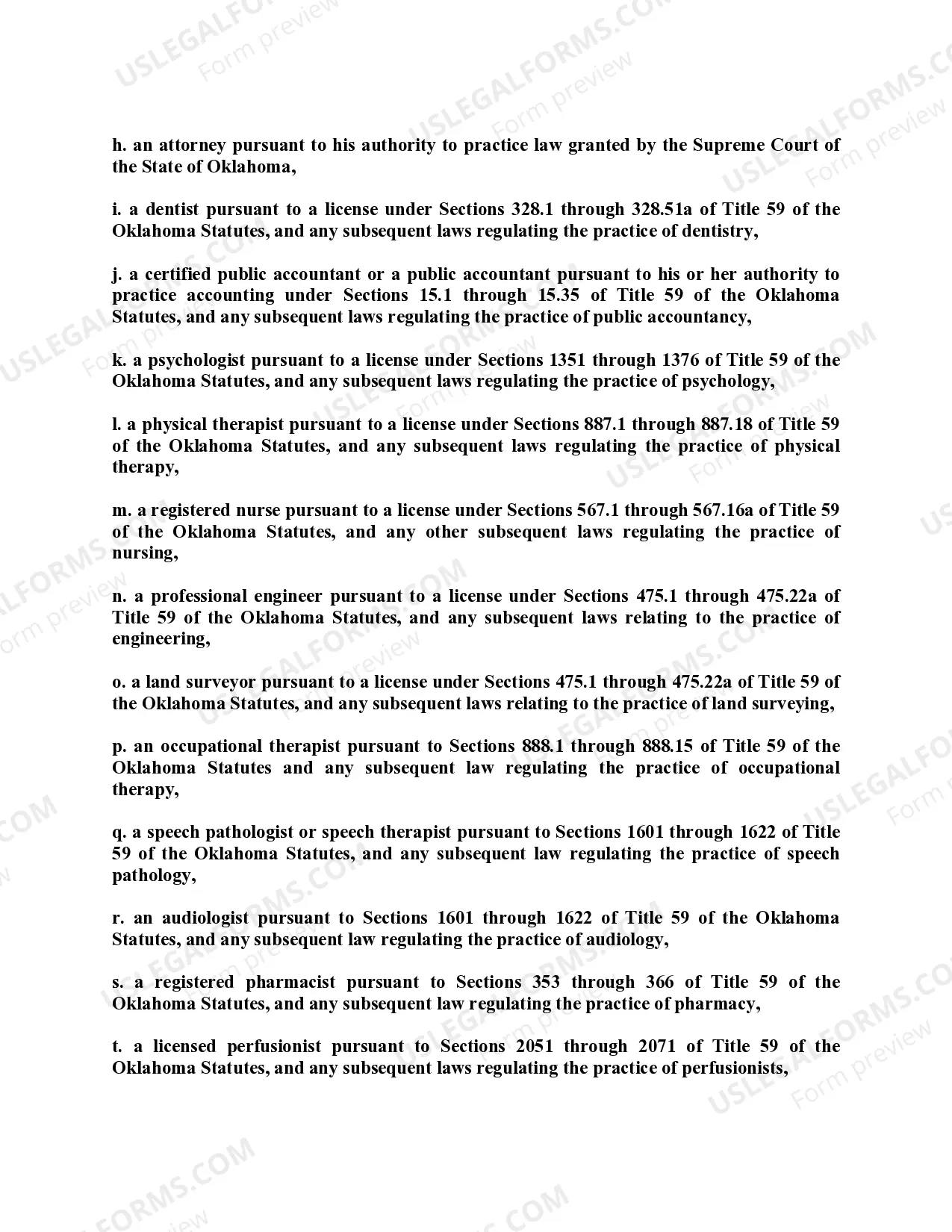 Preview Oklahoma Professional Limited Liability Company PLLC Formation Package