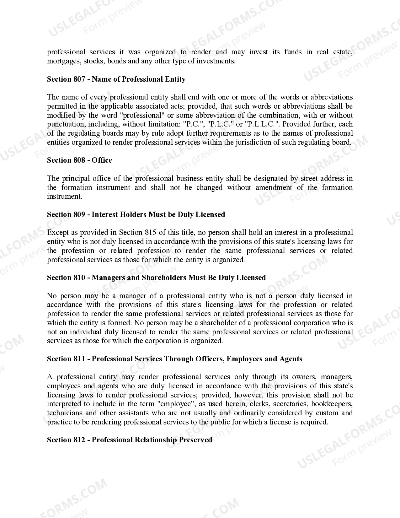 Preview Oklahoma Professional Limited Liability Company PLLC Formation Package