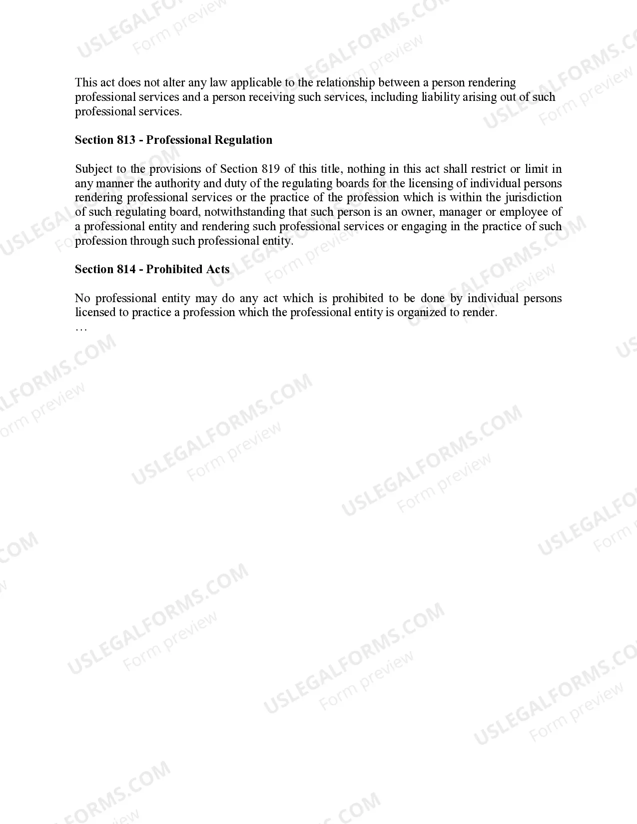 Preview Oklahoma Professional Limited Liability Company PLLC Formation Package