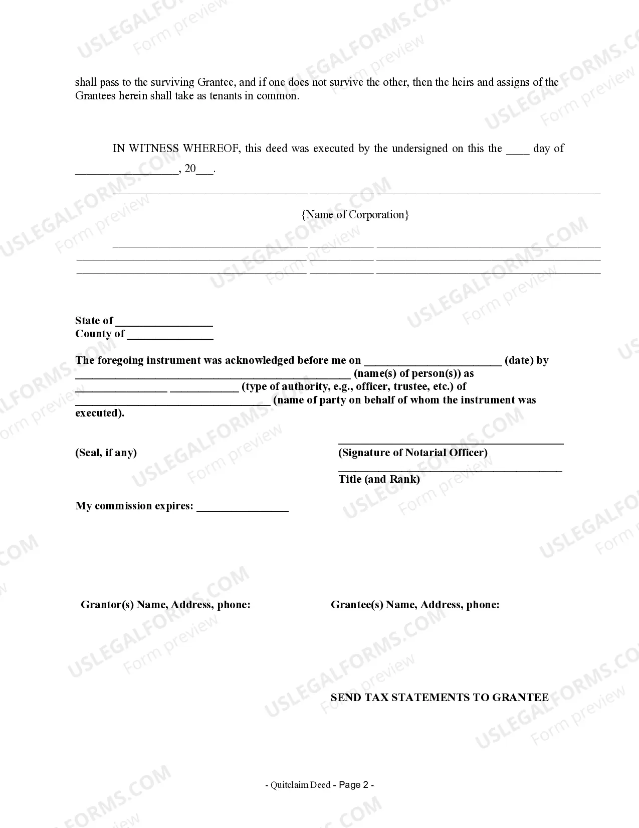 Preview Quitclaim Deed from Corporation to Husband and Wife
