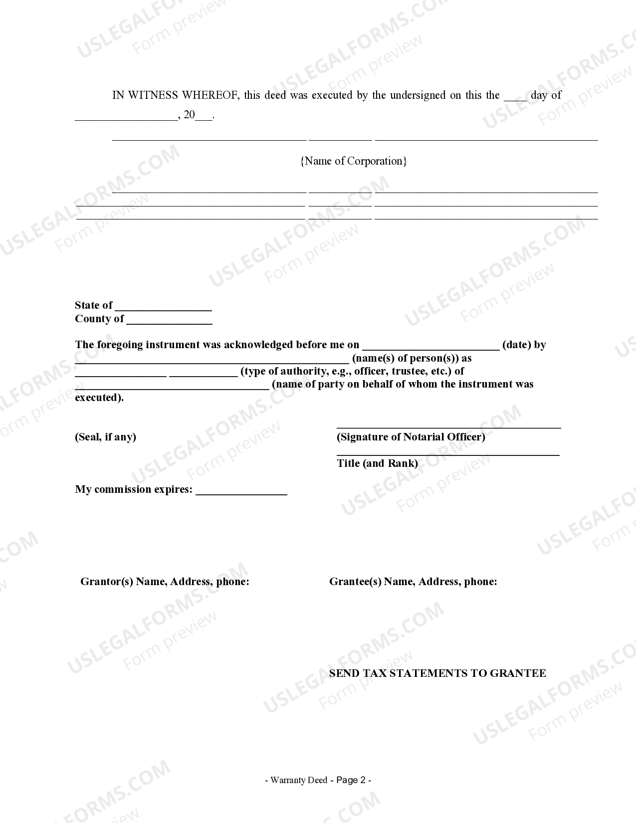 Oklahoma Warranty Deed from Corporation to Individual US Legal Forms