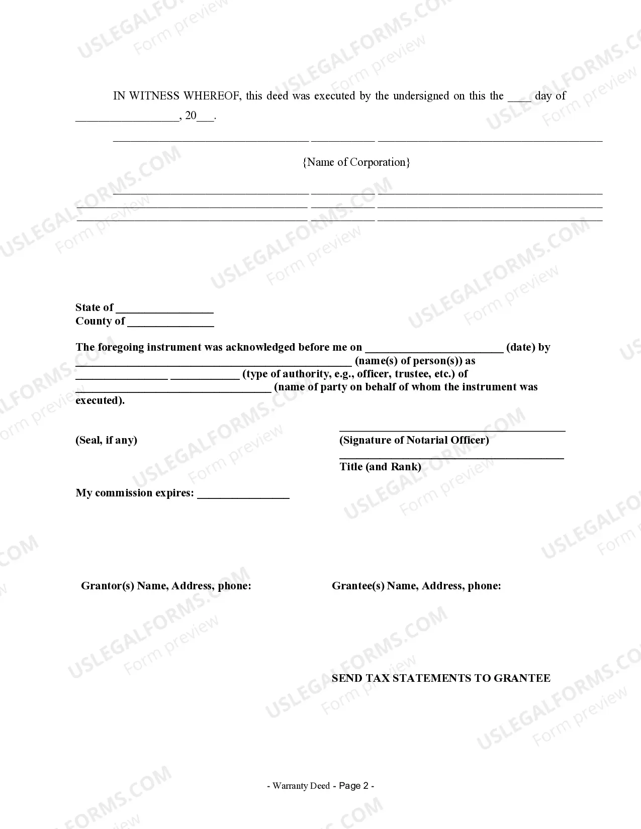 Preview Warranty Deed from Corporation to Individual
