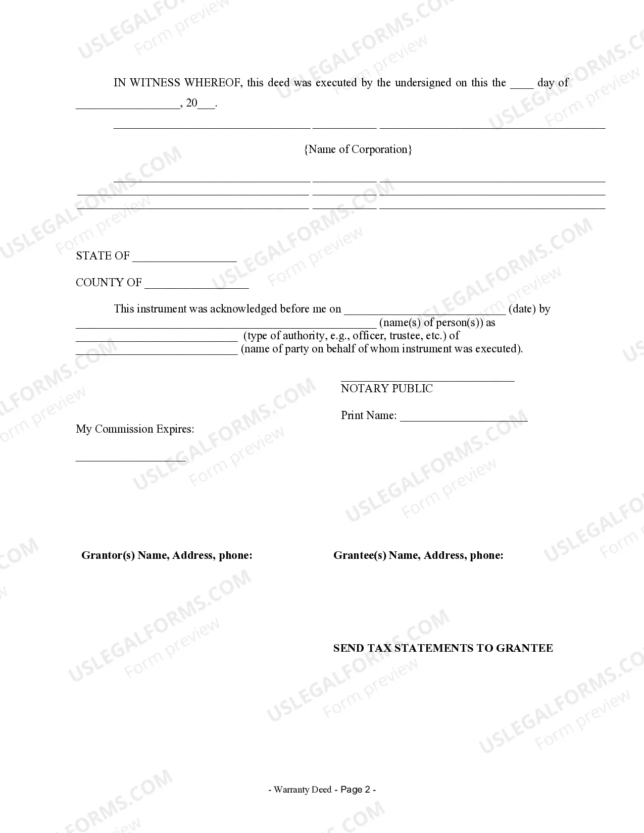 Preview Warranty Deed from Corporation to Corporation