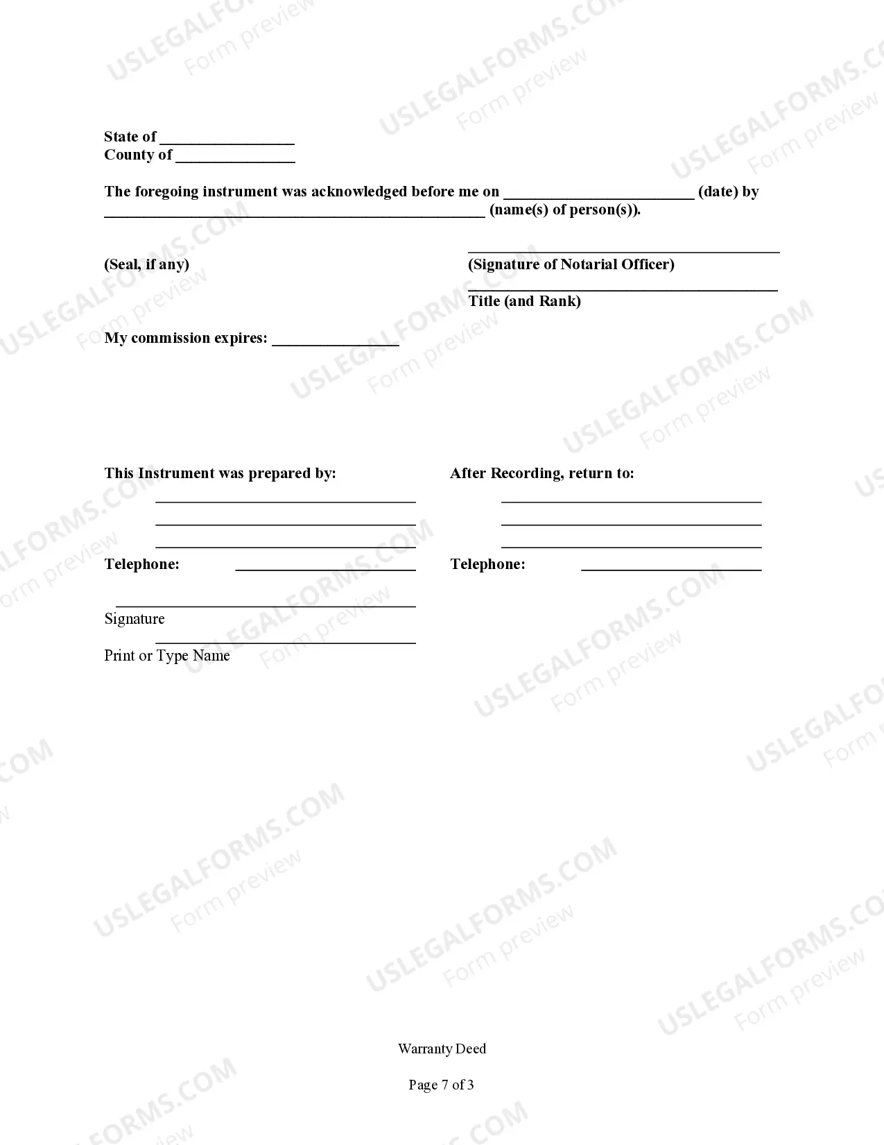 Preview Warranty Deed from Individual to a Trust