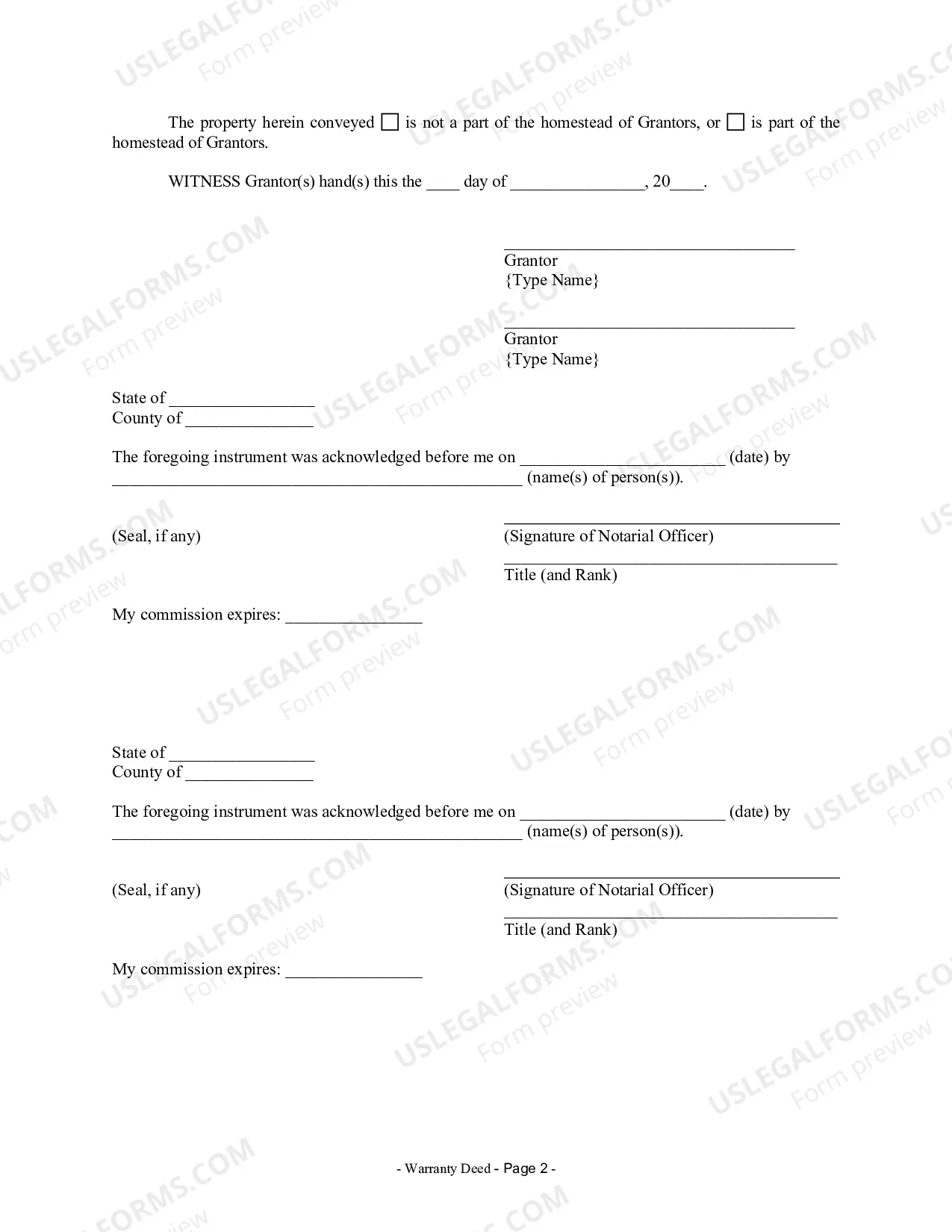 Preview Warranty Deed from Husband and Wife to a Trust