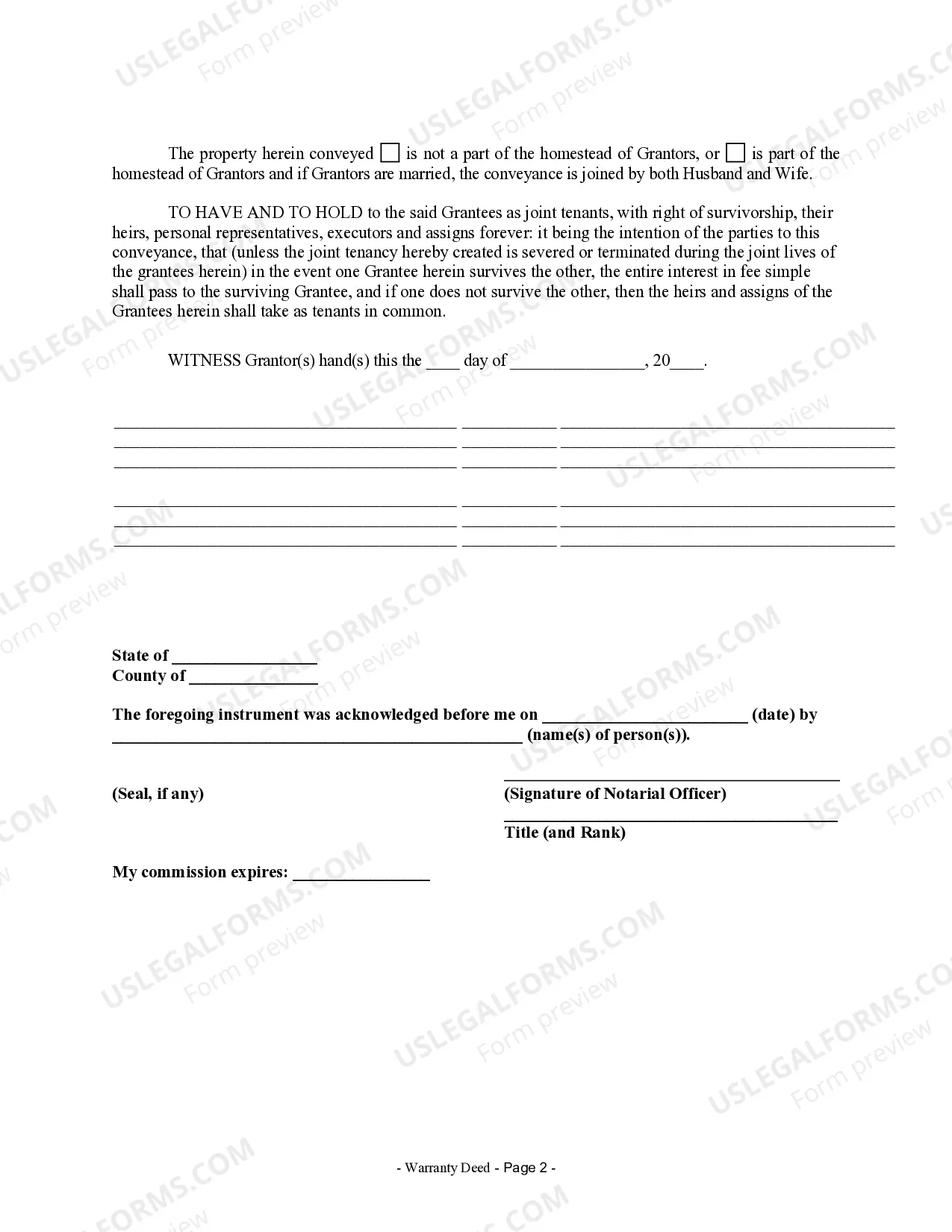 Preview Warranty Deed from Husband and Wife to Husband and Wife