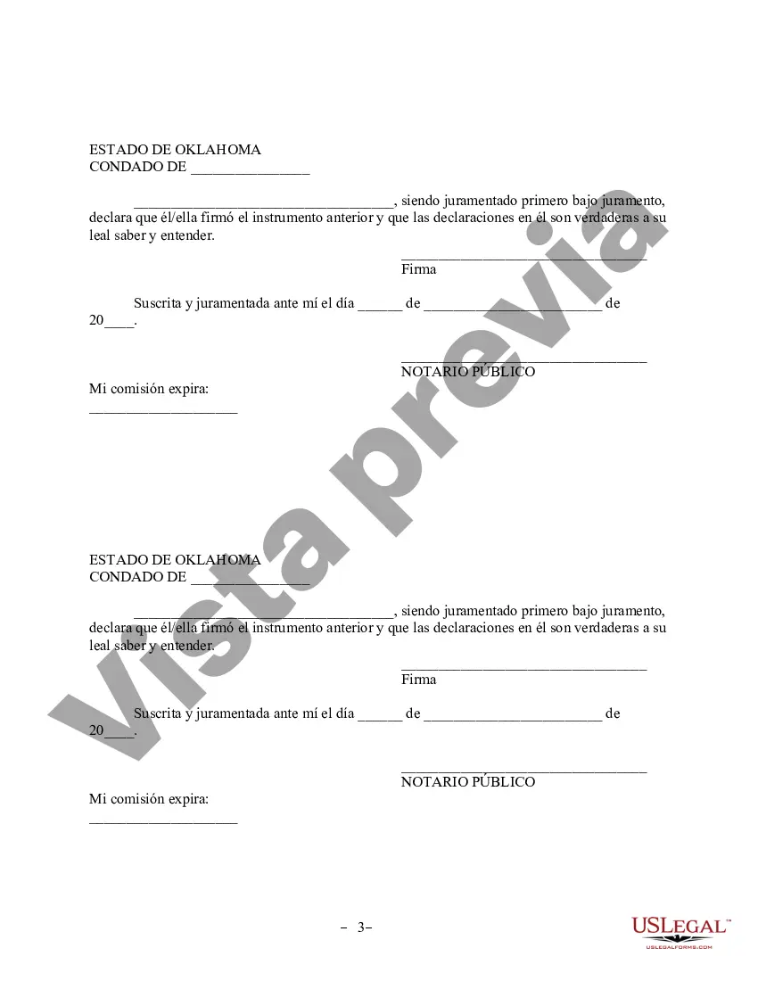 Preview Revocación del Acuerdo de propiedad posnupcial - Oklahoma