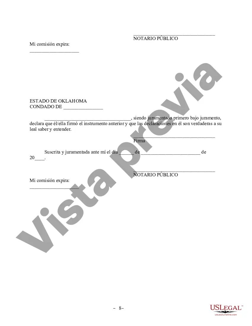 Preview Acuerdo de propiedad posnupcial - Oklahoma