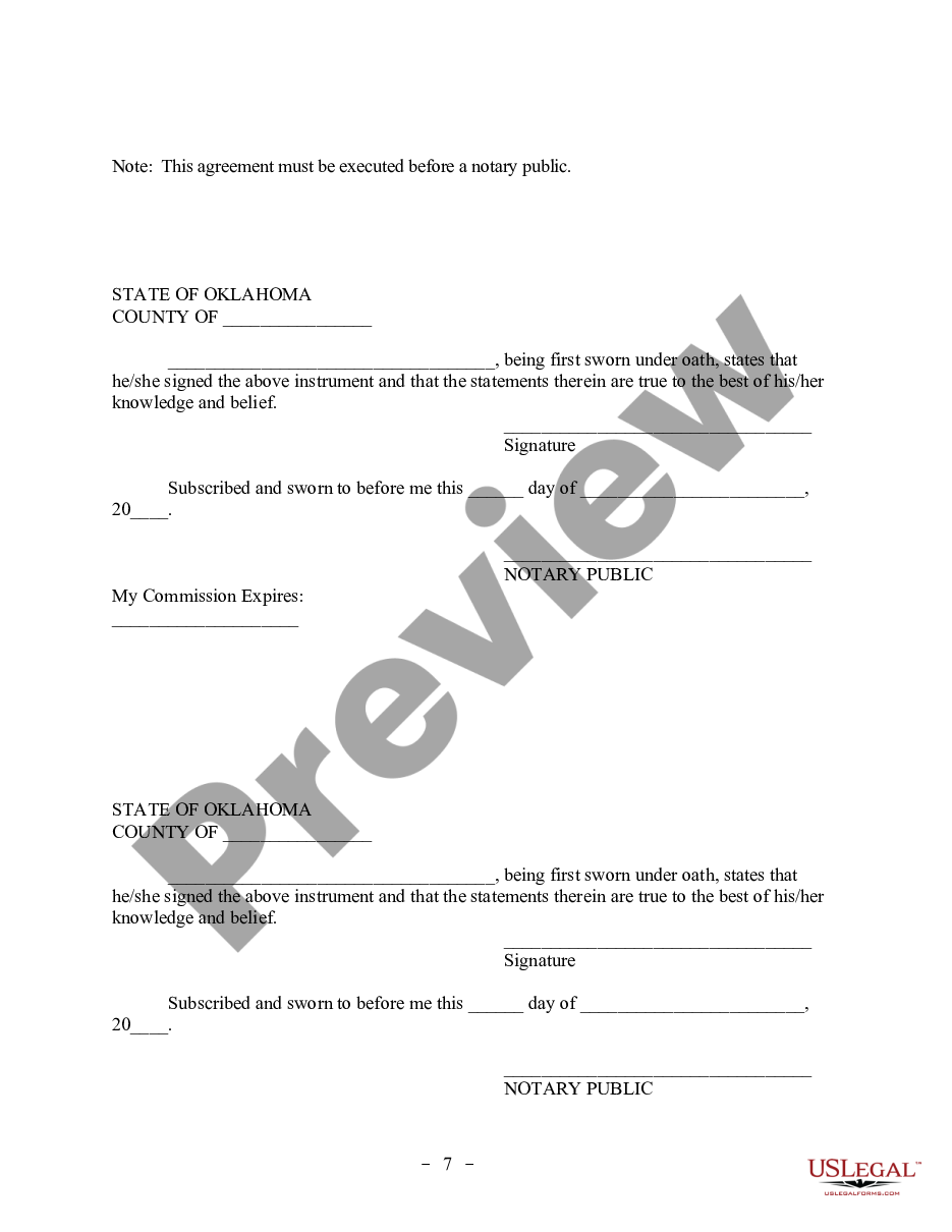 page 6 Postnuptial Property Agreement - Oklahoma preview