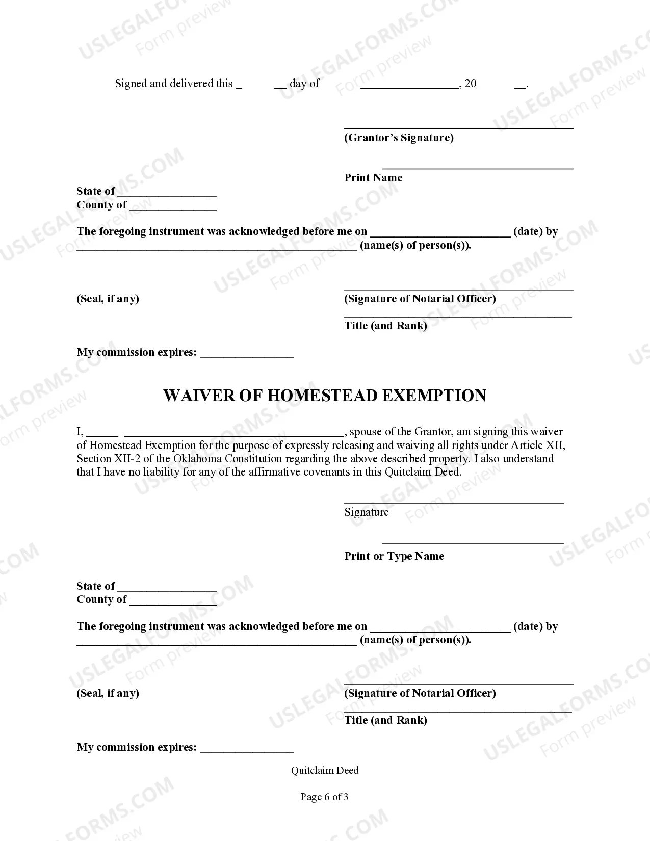 Preview Quitclaim Deed from Individual to Individual