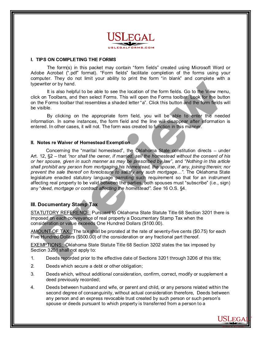 Oklahoma Warranty Deed From Individual To Individual Warranty Deed Oklahoma Form Us Legal Forms 5014