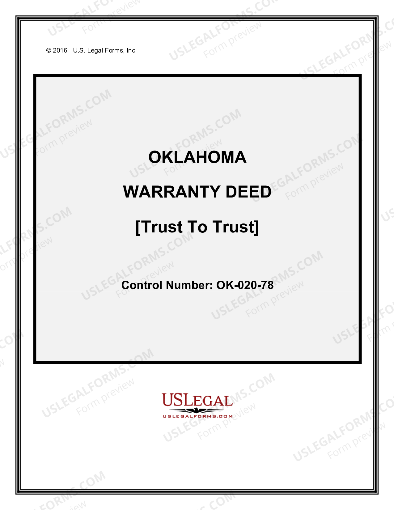 Oklahoma Warranty Deed Trust to Trust US Legal Forms