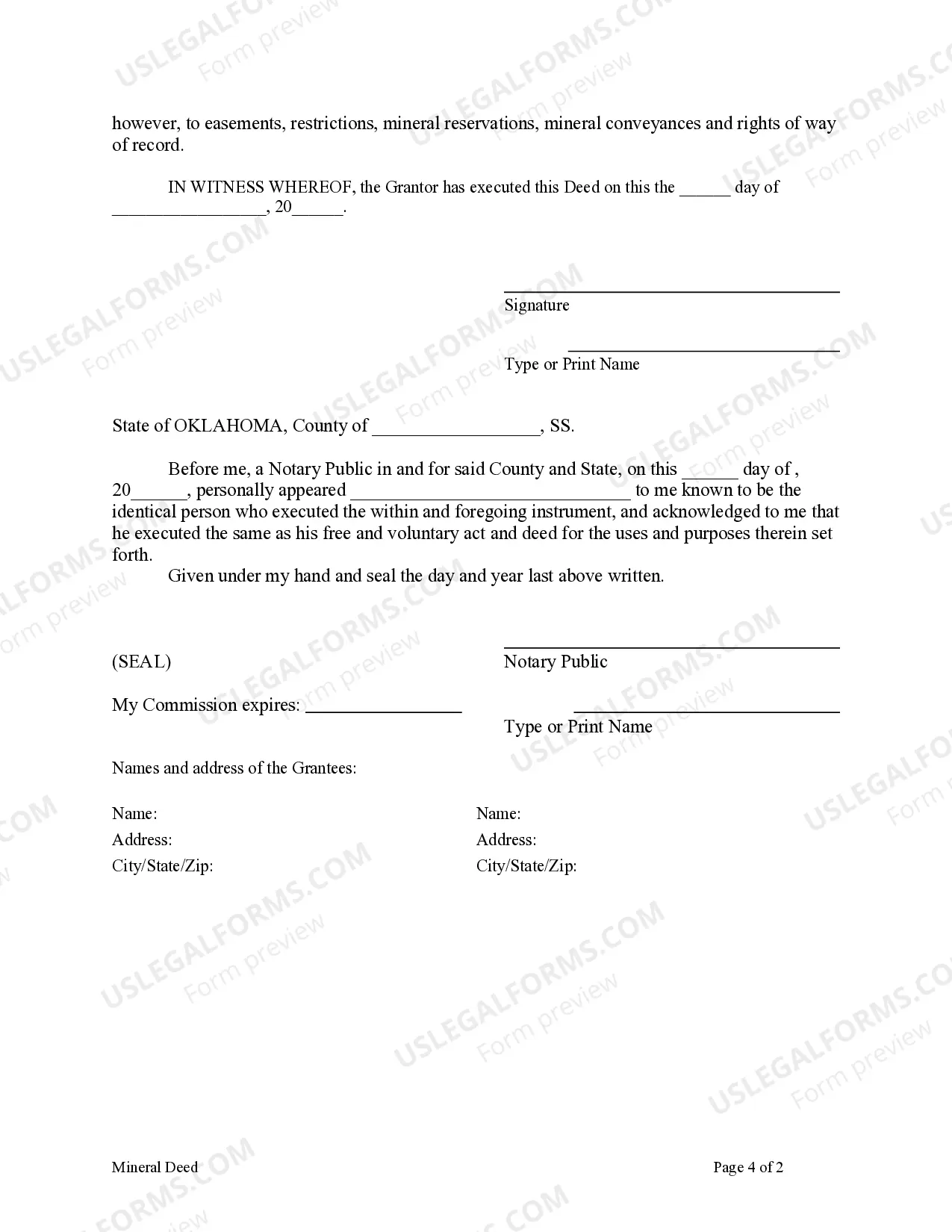 Preview Mineral Deed from an Individual to Two Individuals