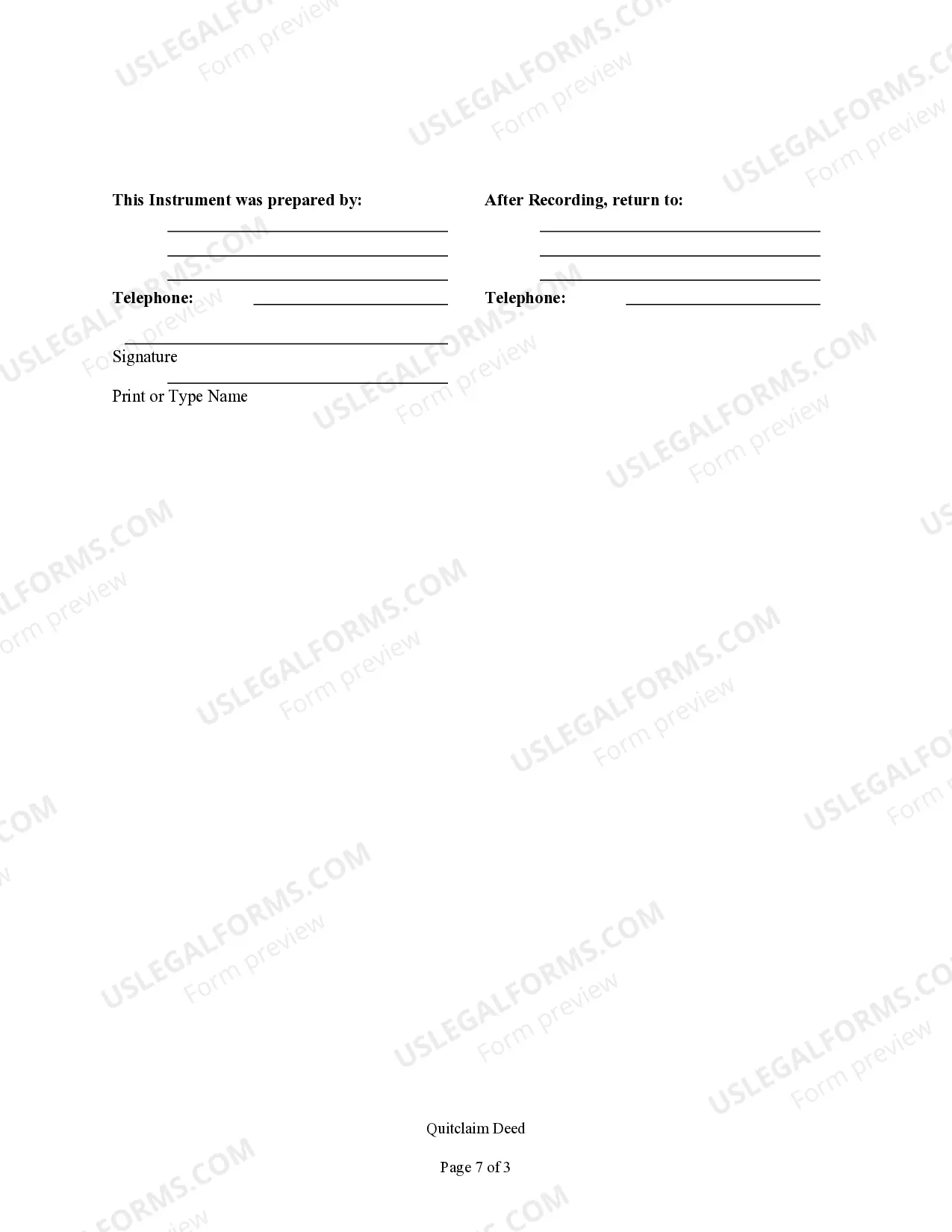 Preview Quitclaim Deed - One Individual to Four Individuals