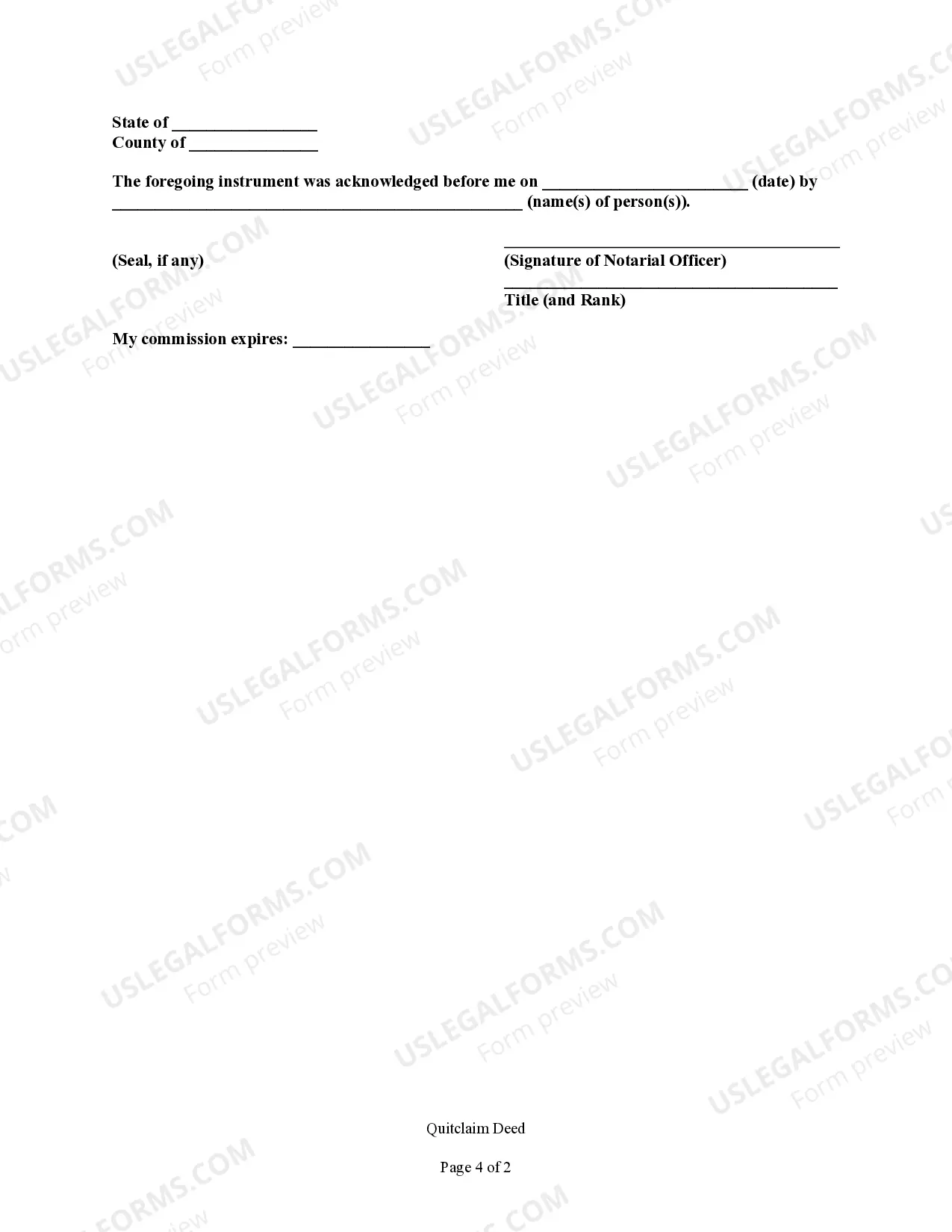 Preview Quitclaim Deed Releasing Life Estate