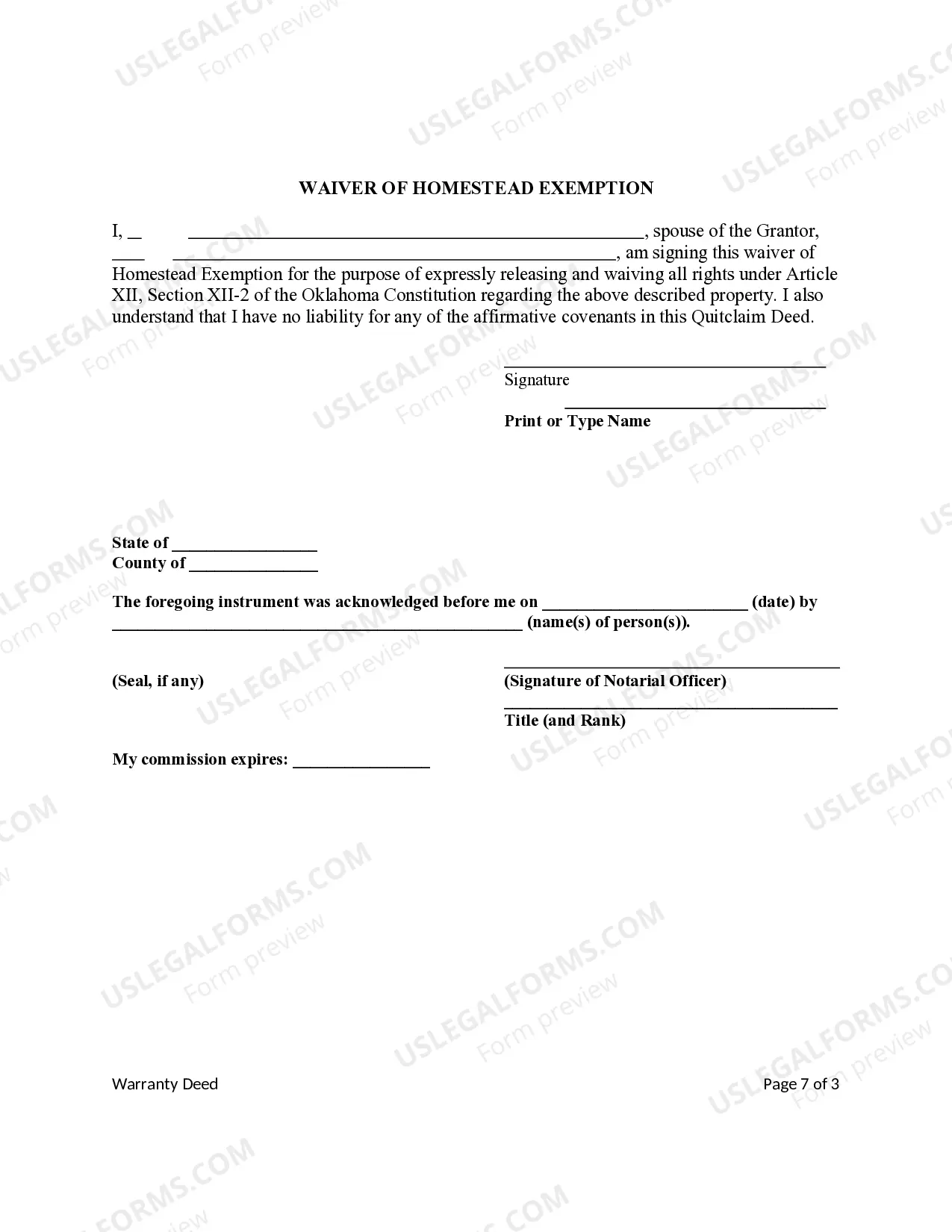 Preview Warranty Deed from Individual to Individual with Specific Reference to Mineral Rights
