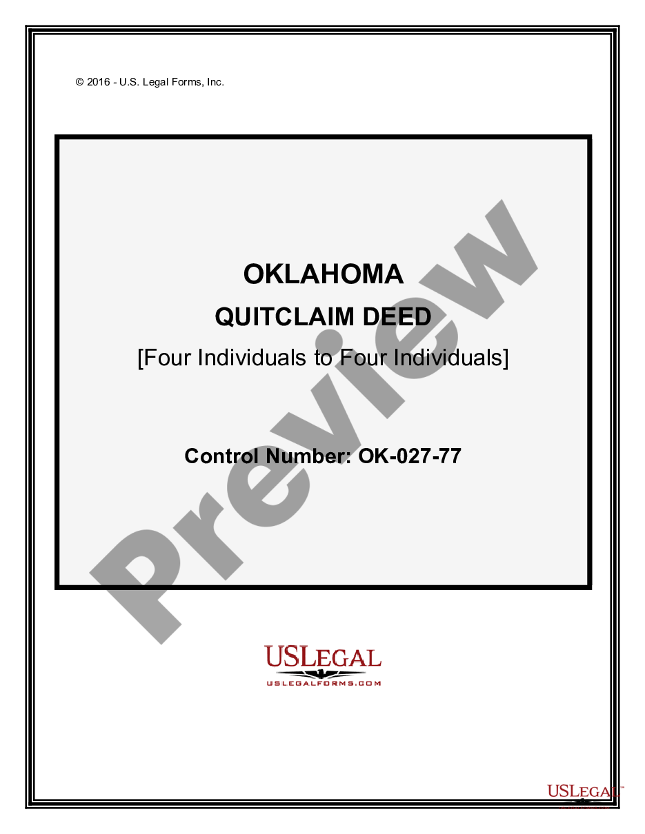 Oklahoma Quitclaim Deed From Four Individual Grantors To Four