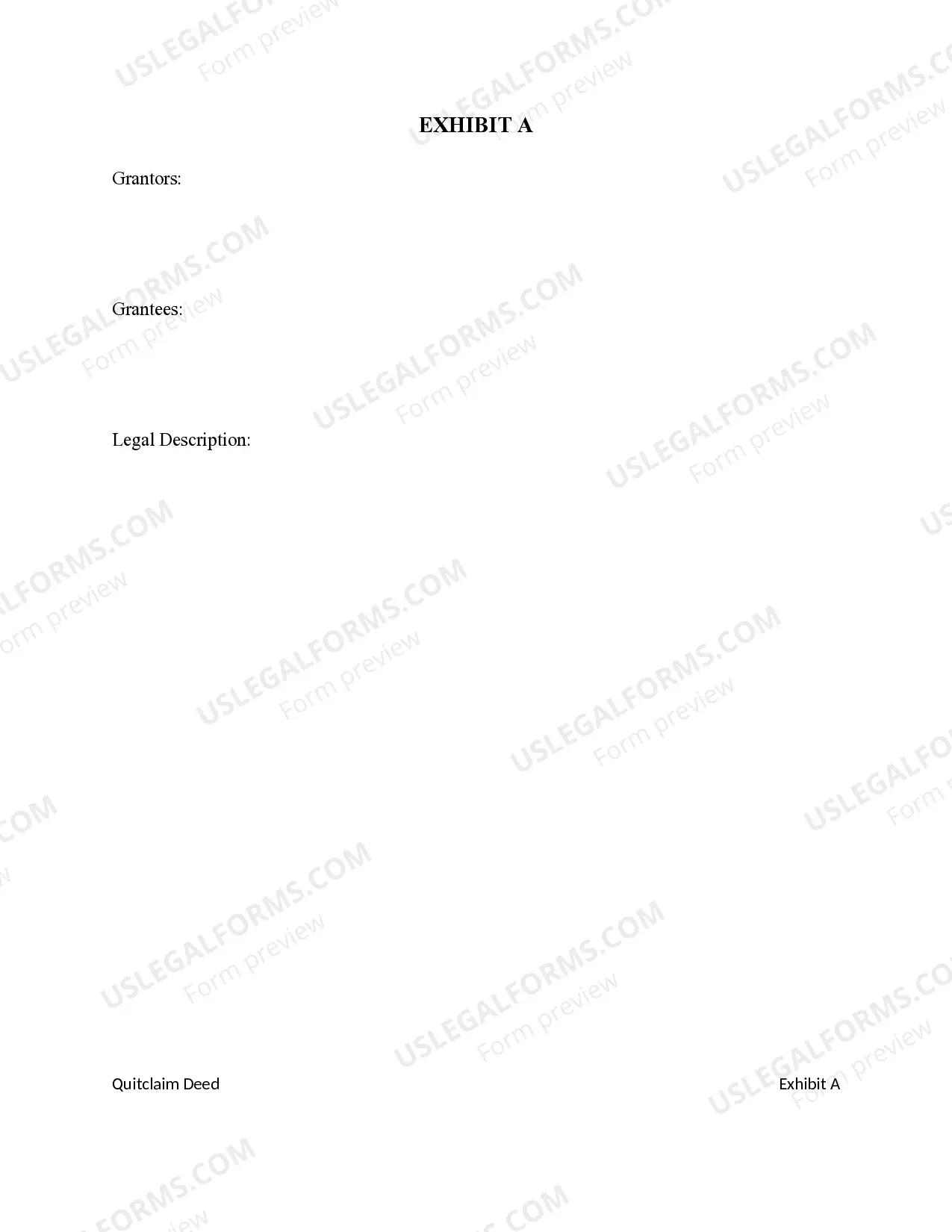 Preview Quitclaim Deed from Four Individual Grantors to Four Individual Grantees