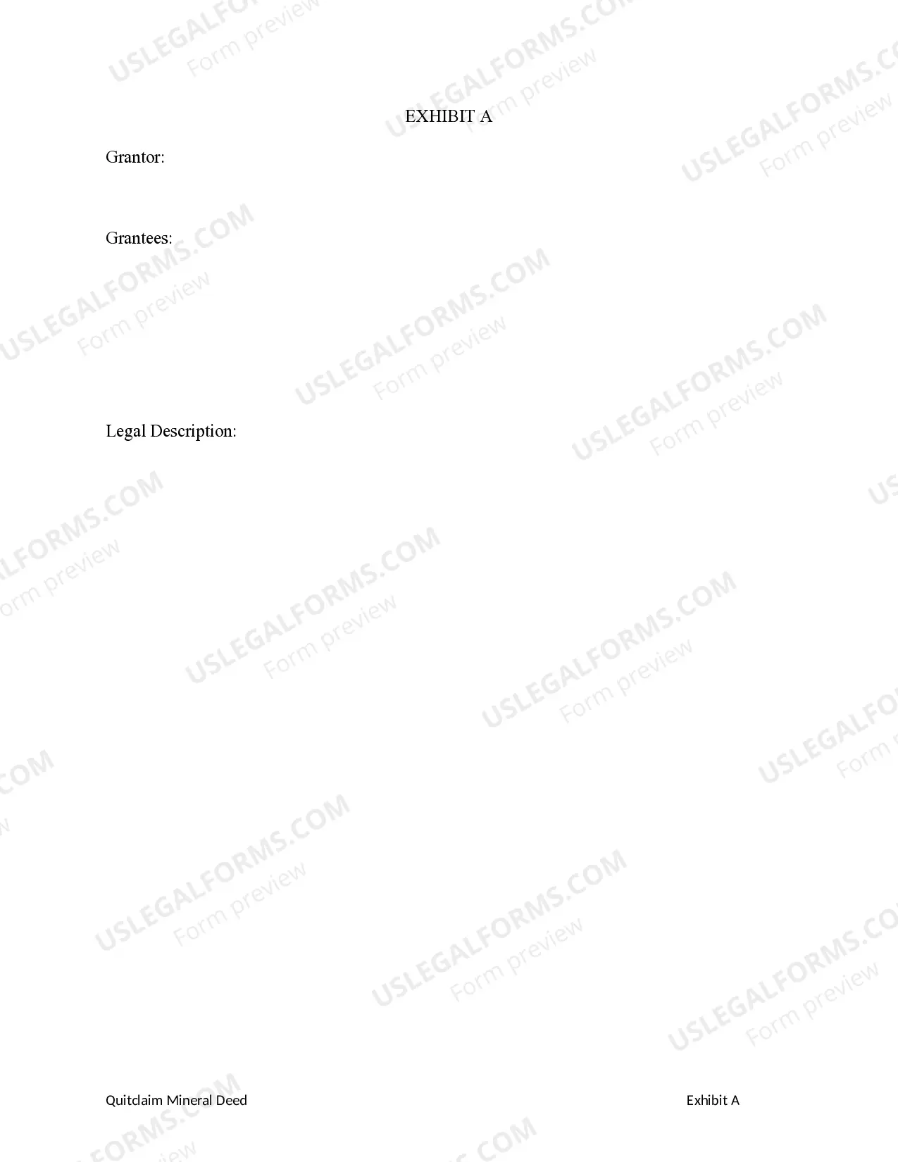 Preview Quitclaim Mineral Deed from an Individual to Five Individuals