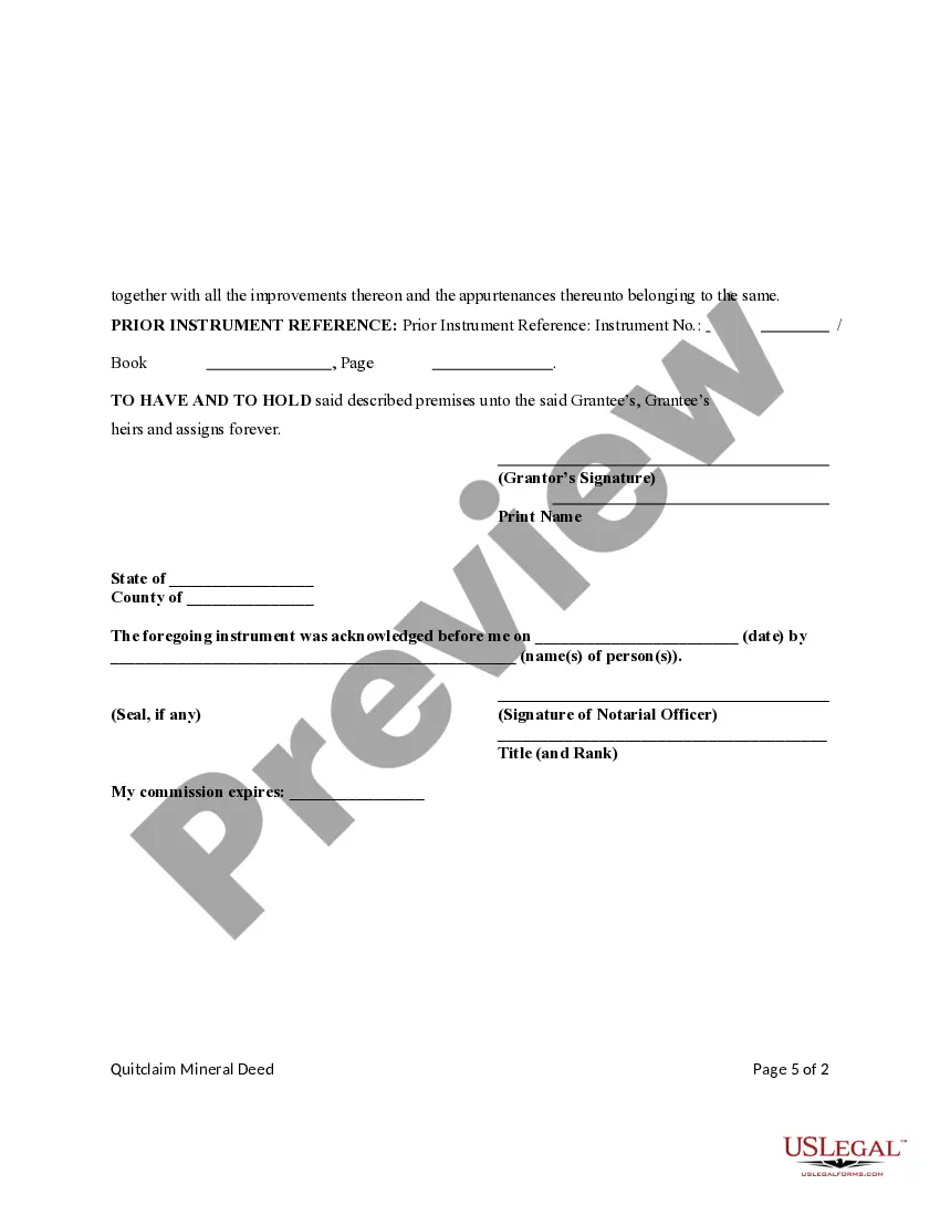 Preview Mineral Deed from an Individual to Two Individuals