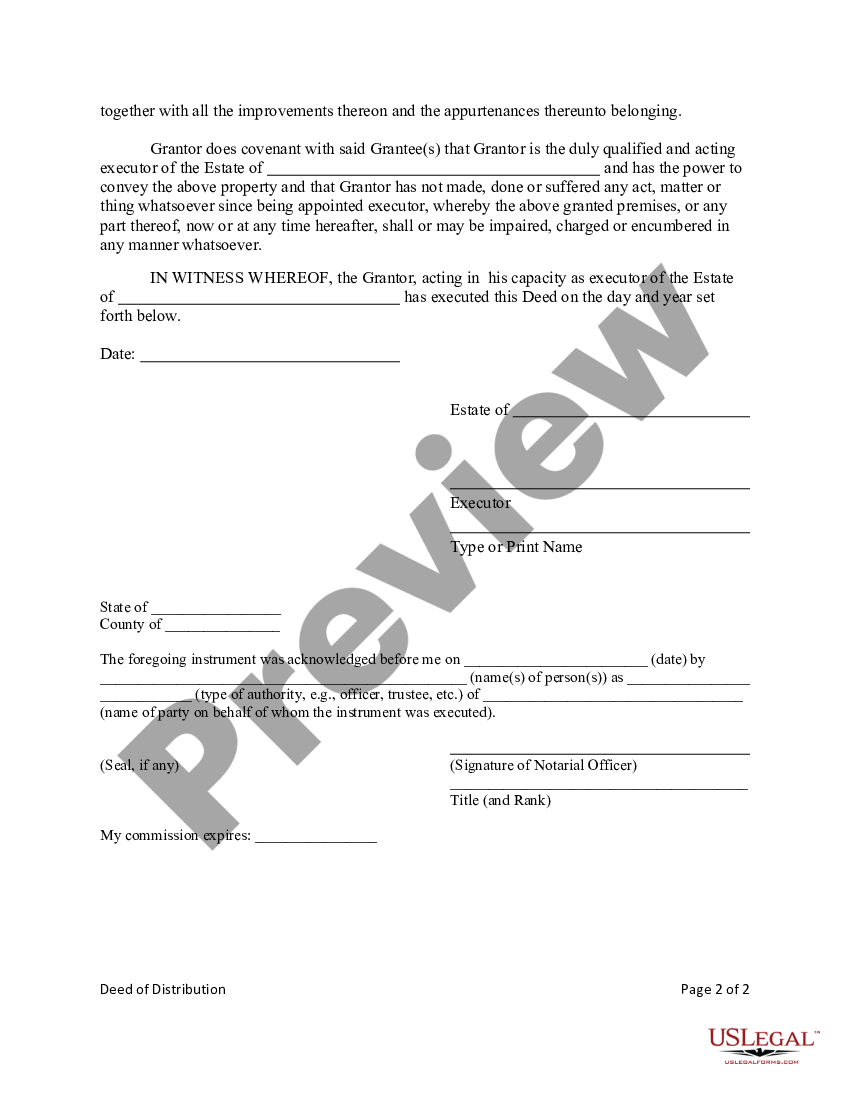 Oklahoma Deed of Distribution | US Legal Forms