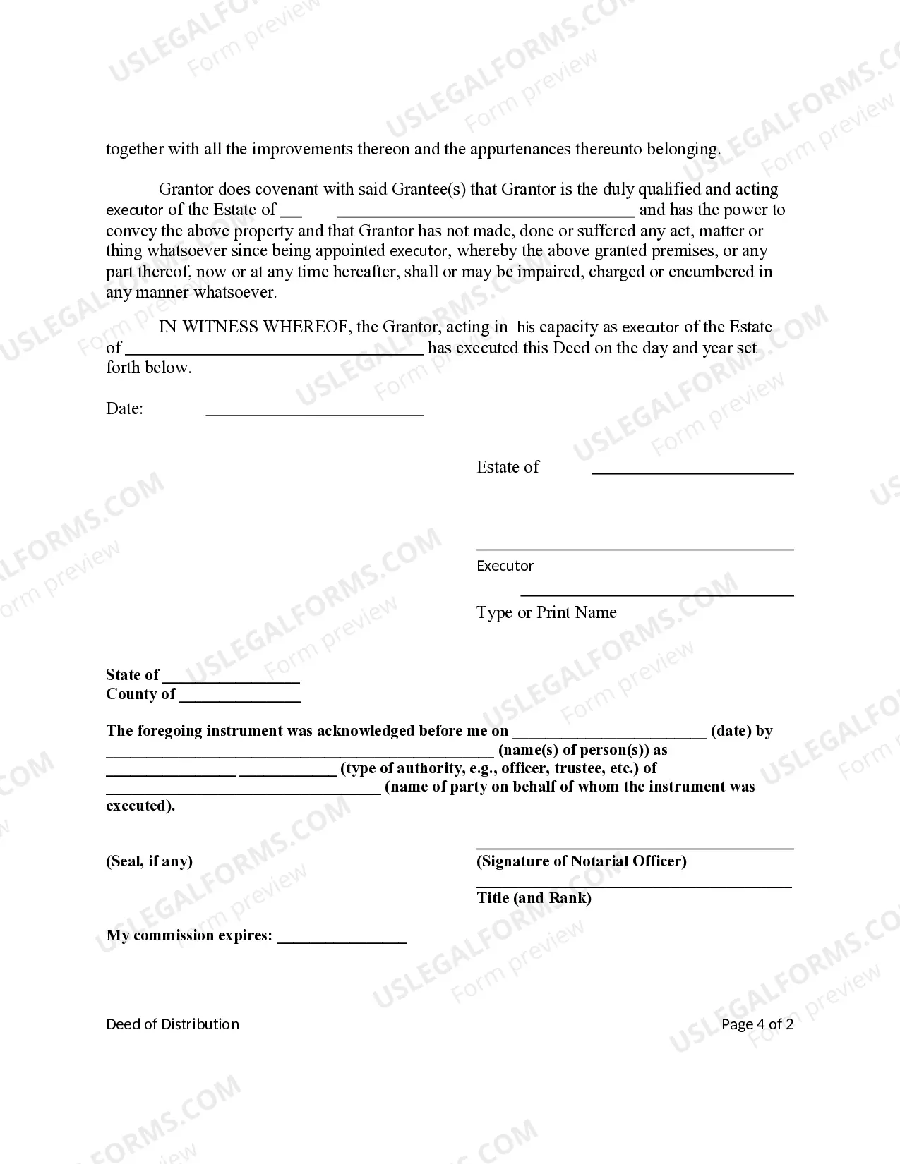 Preview Deed of Distribution