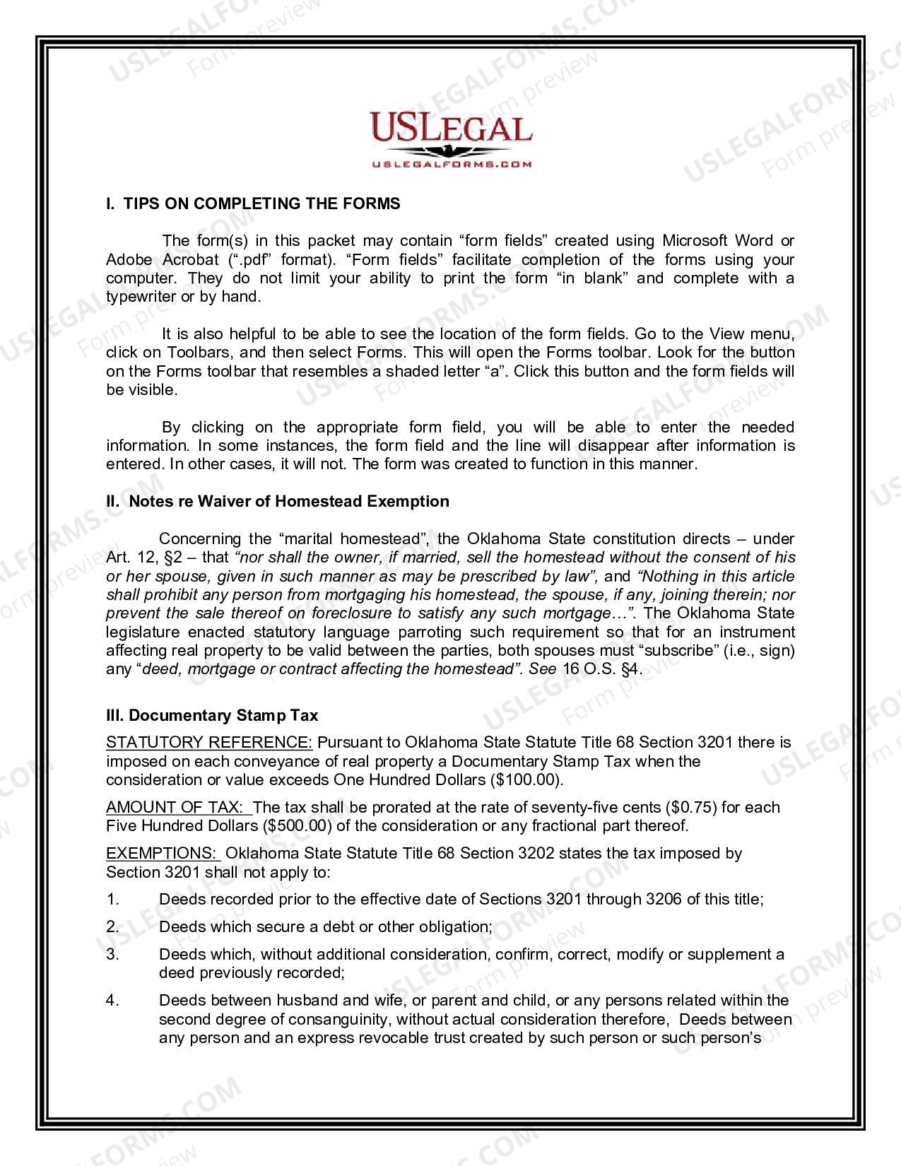 Oklahoma Quitclaim Deed from Individual to Two Individuals in Joint